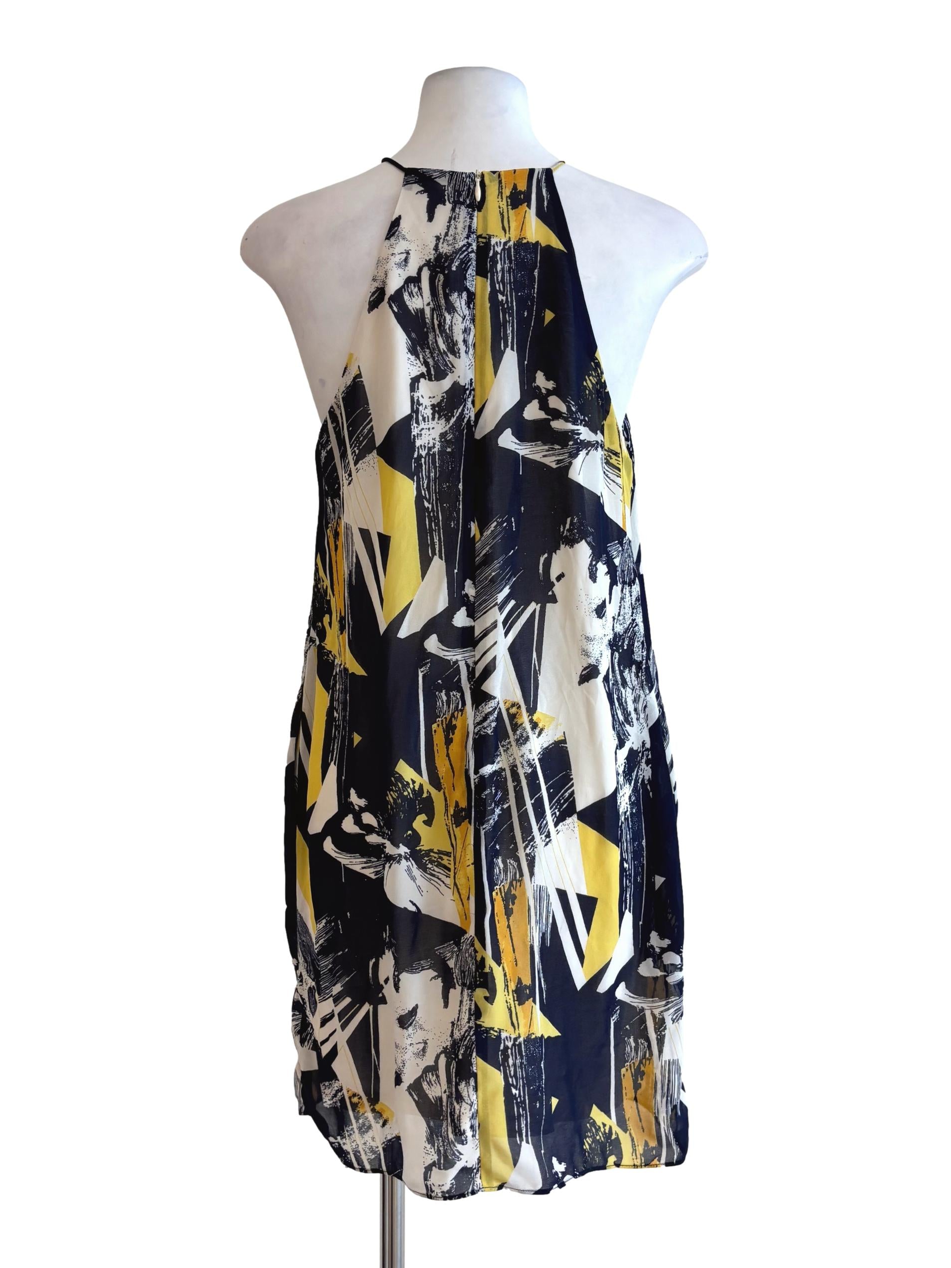 Midnight Blue Abstract Halter Shift Dress LB