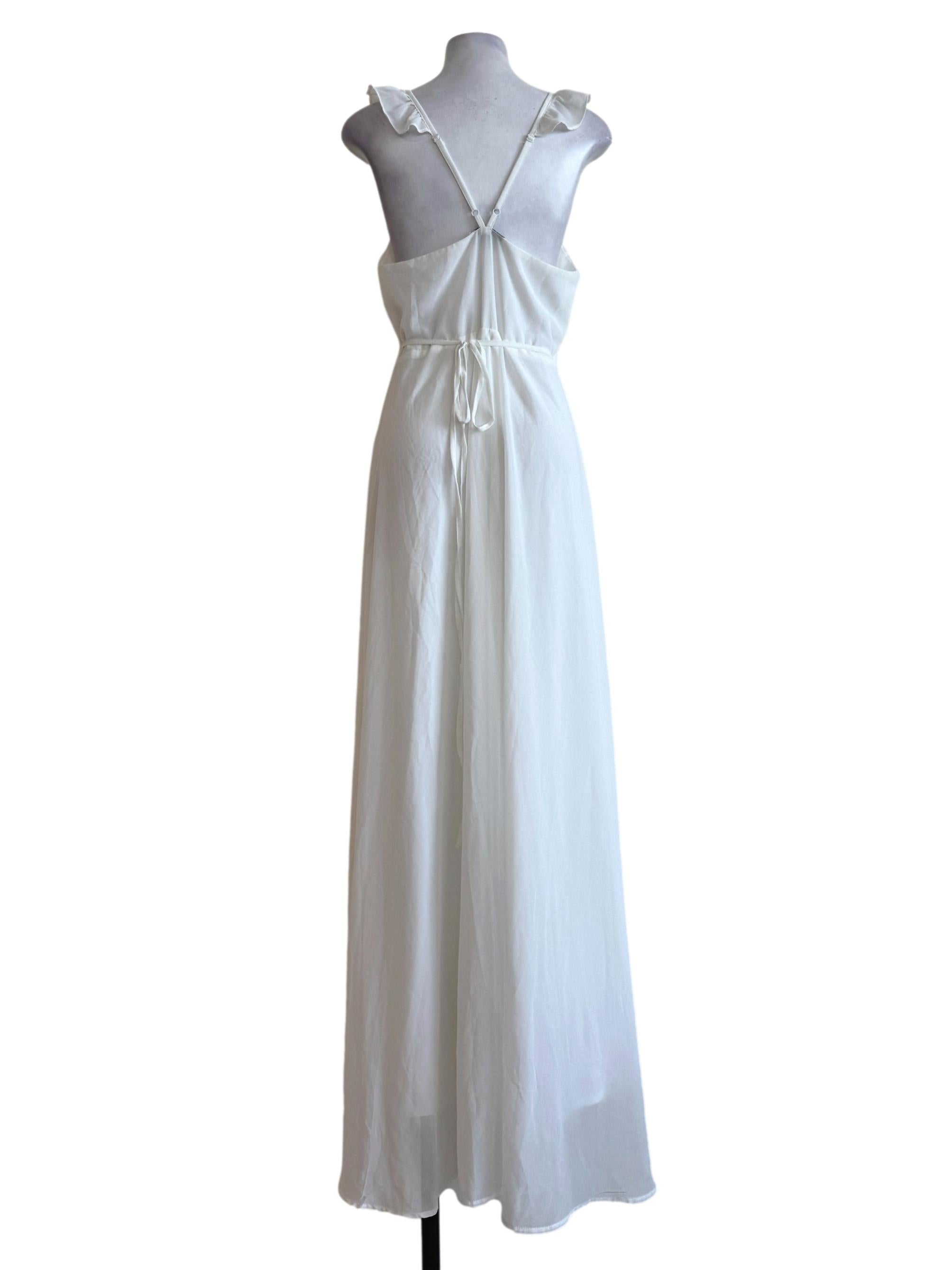Feather White V Neck Wrap Dress
