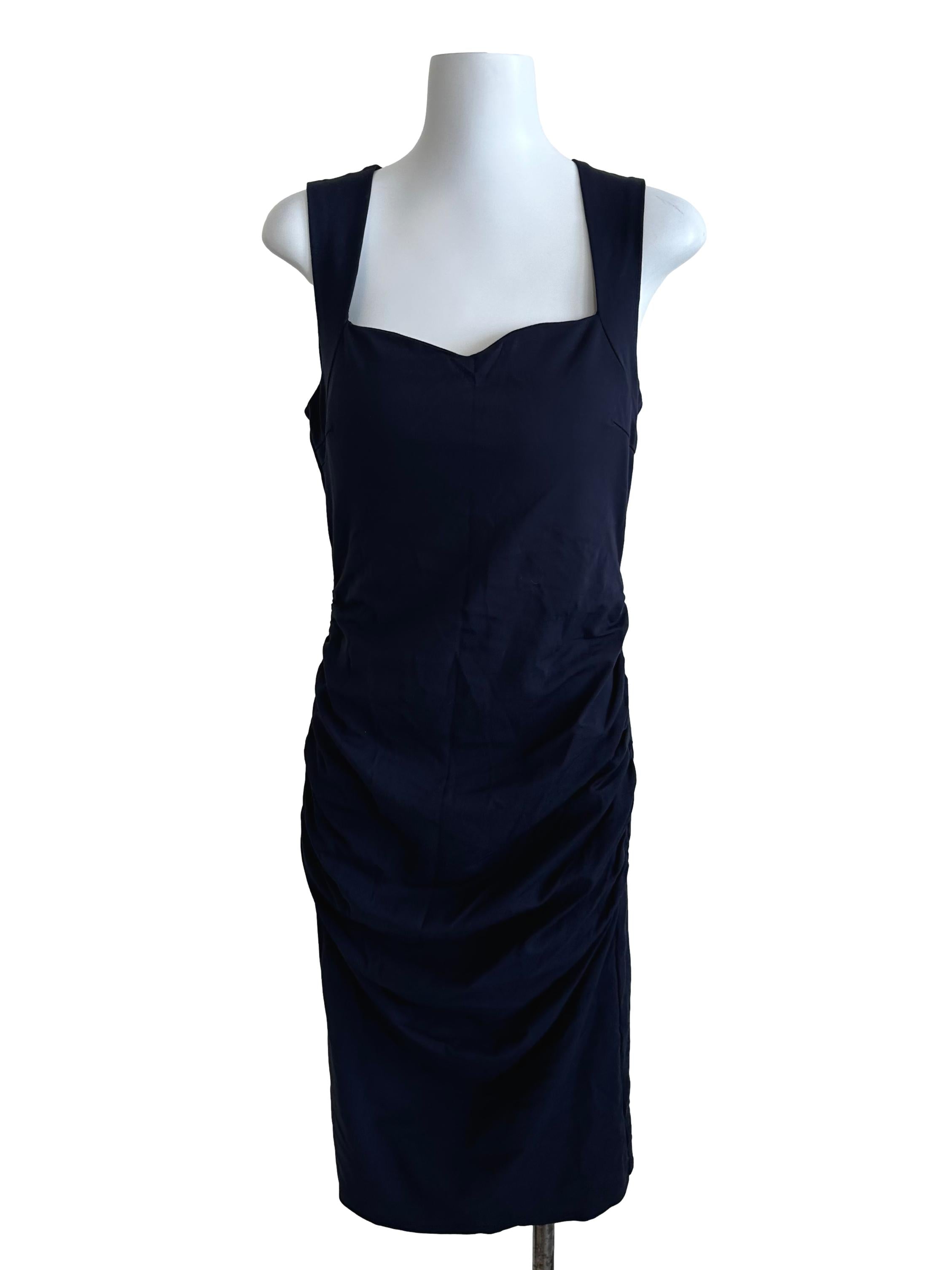 Midnight Blue Sweetheart Ruched Dress