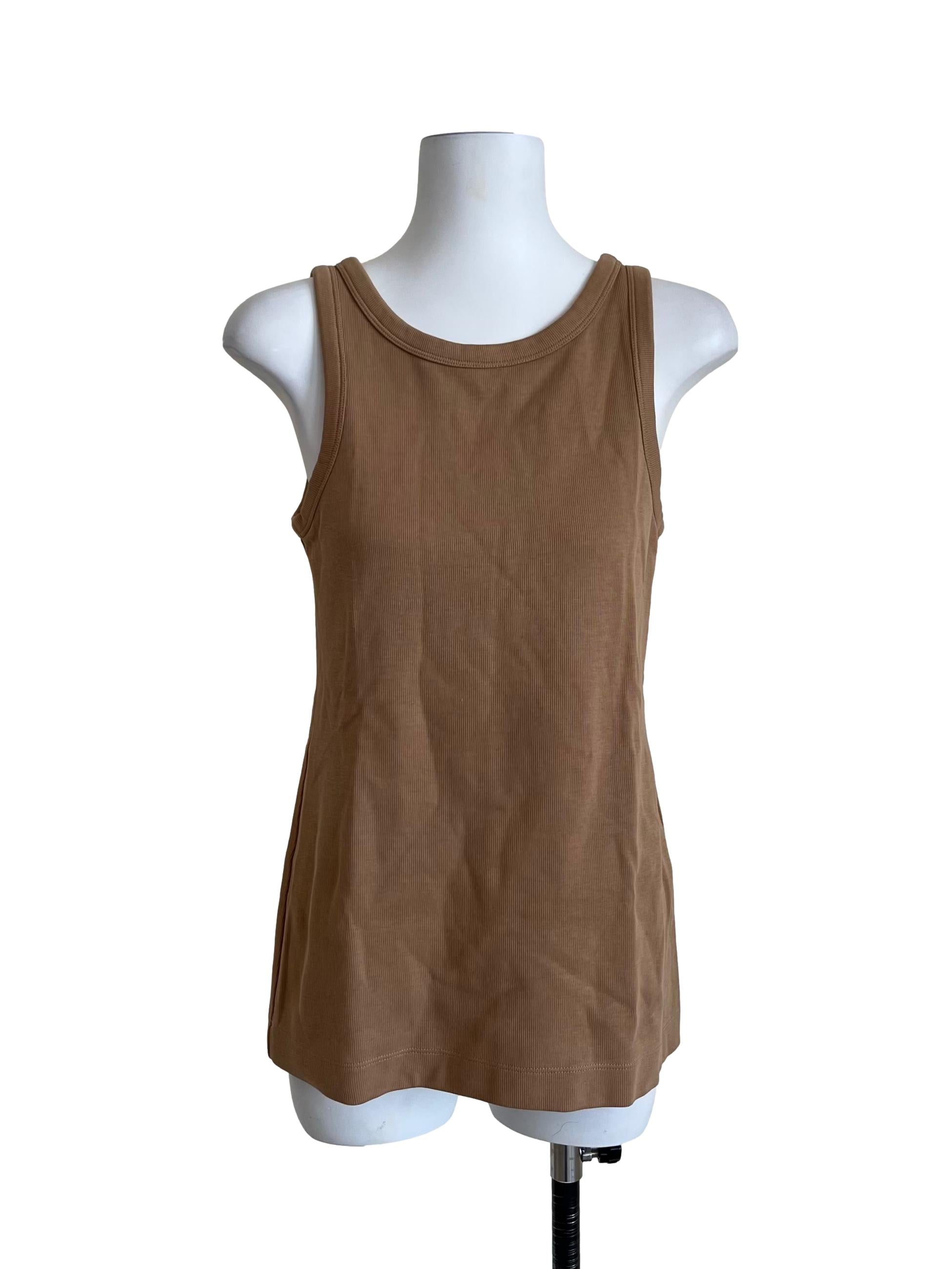 Caramel Brown Square-Neck Top