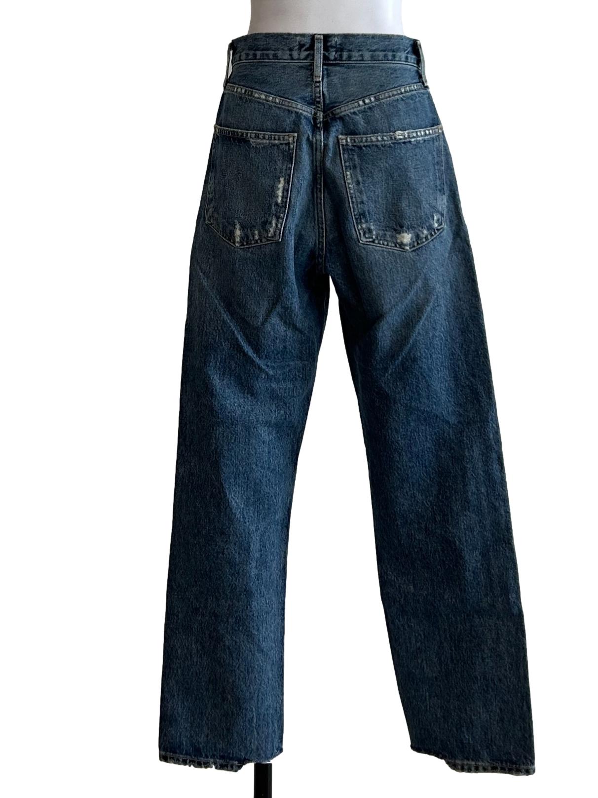 Blue Denim High Waist Ripped Jeans