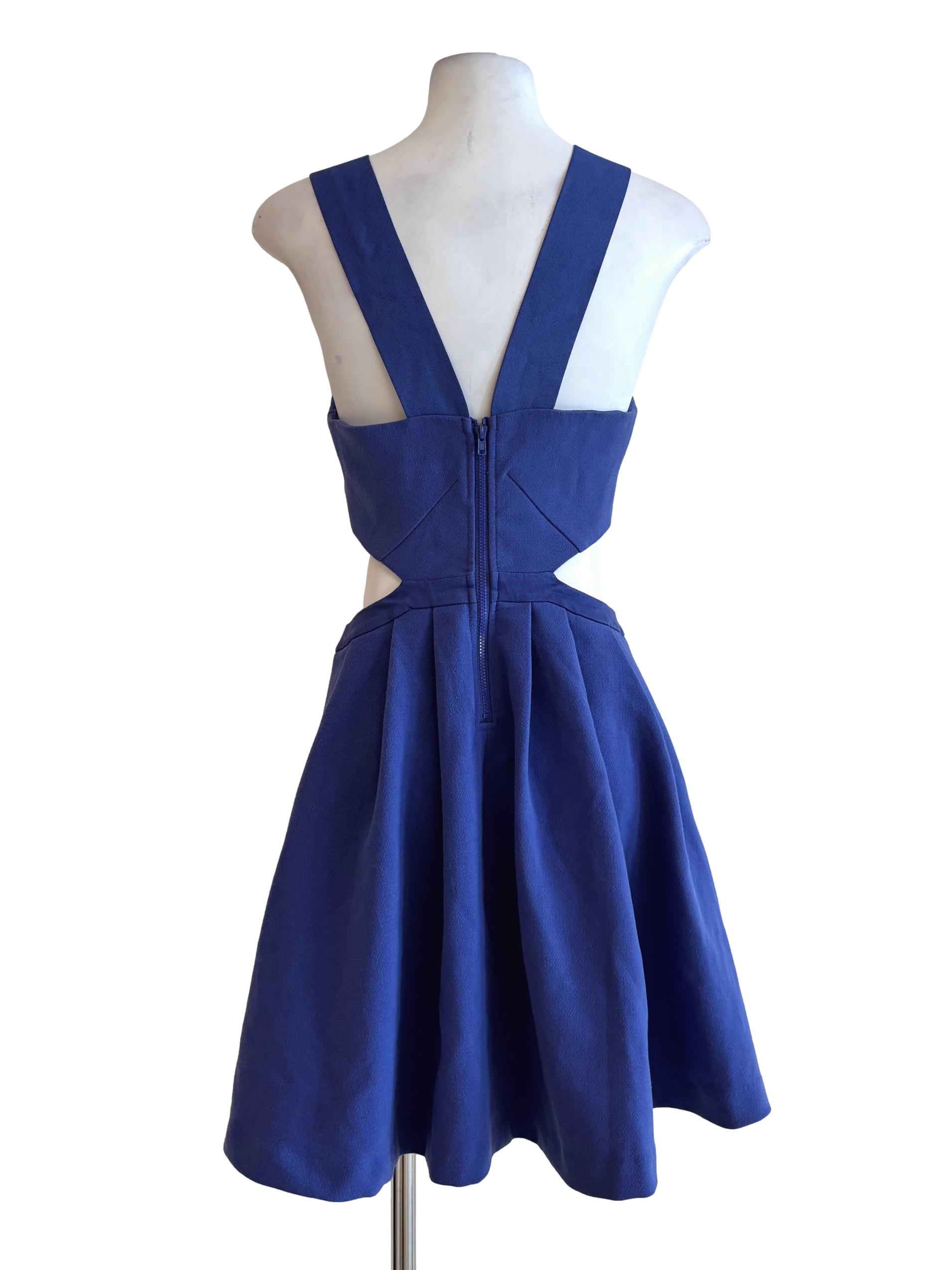 Bluish Purple Sleeveless Cut Out A-Line Dress LB