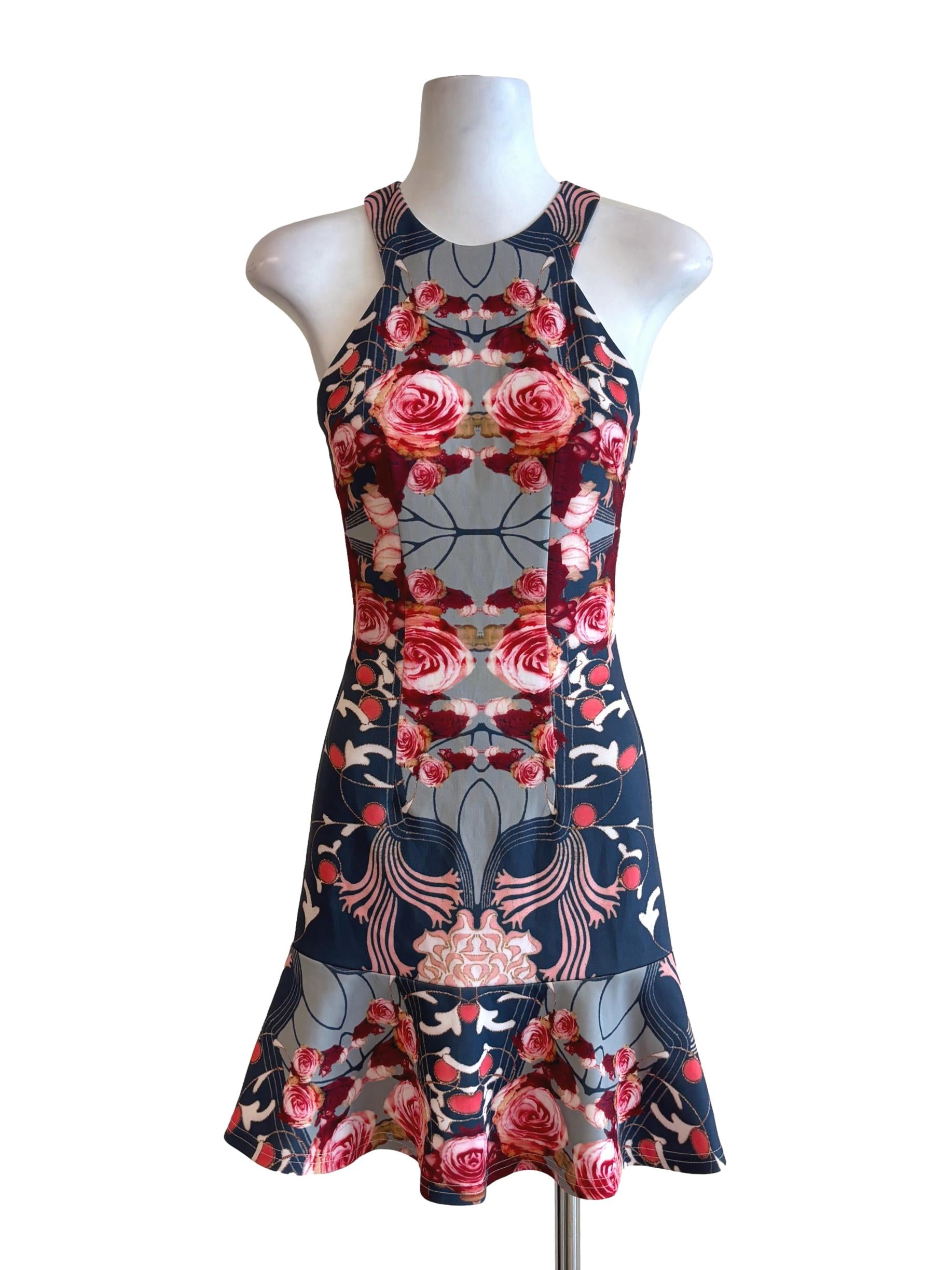 Lapis Blue Floral Ruffle Dress LB
