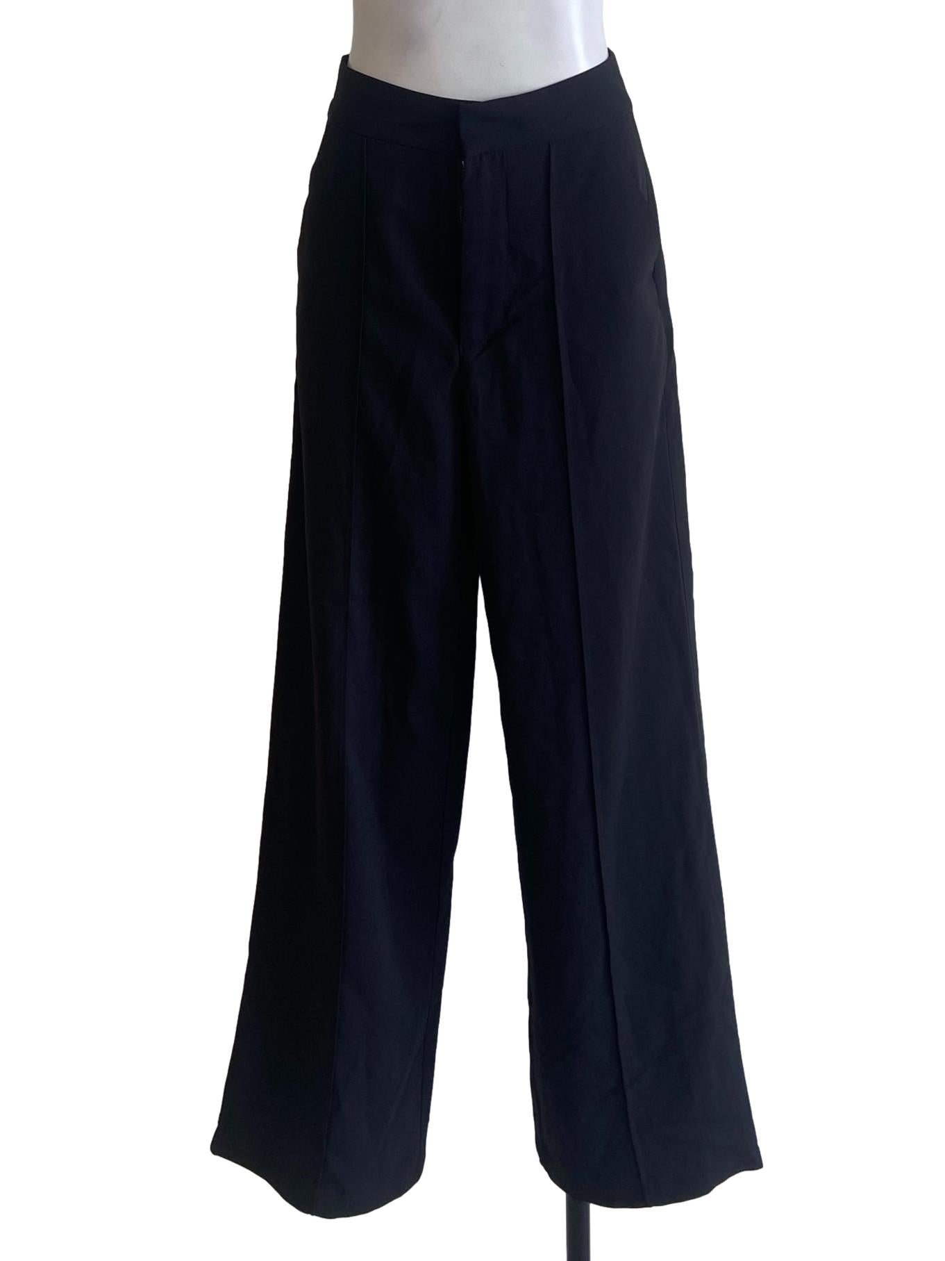 Black Twill Straight Formal Pants
