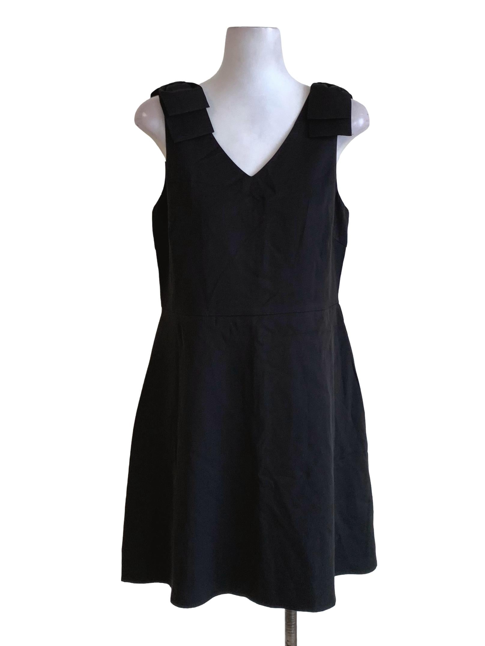 Black V-Neckline A-Line Dress