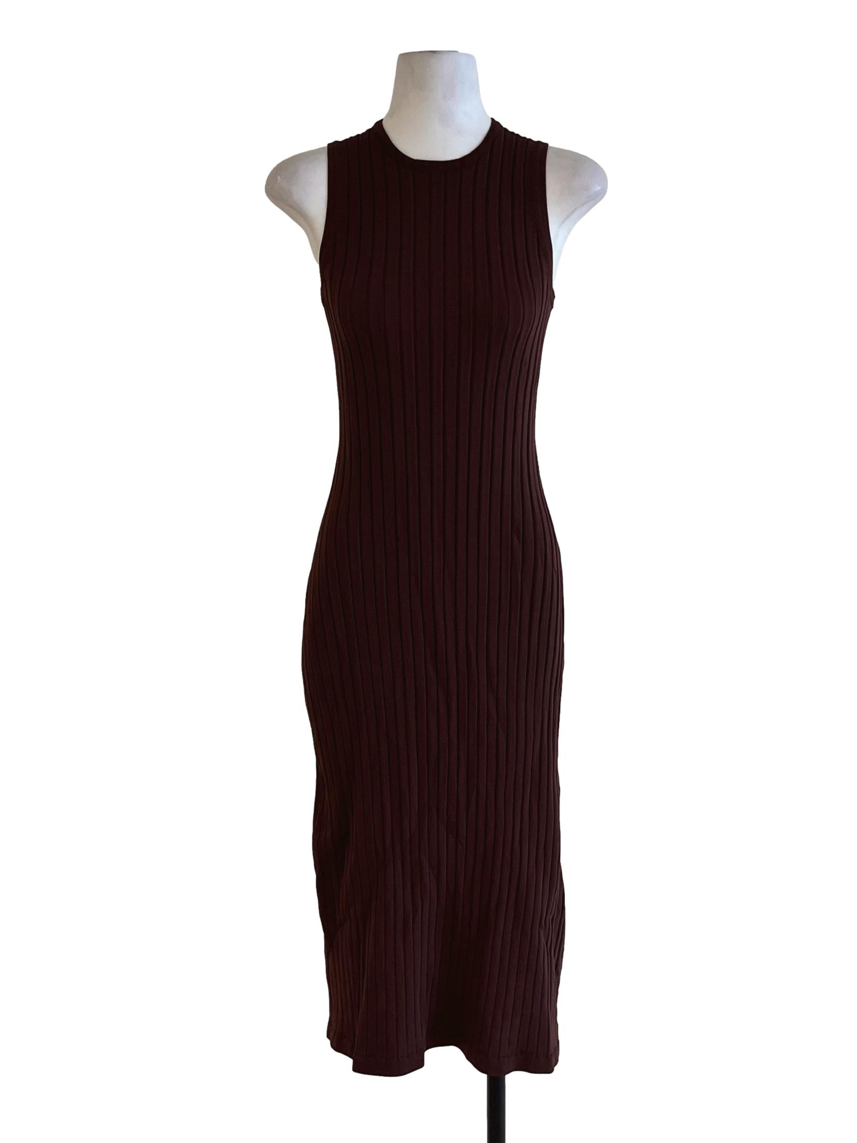 Brown Jewel Neckline Bodycon Dress LB