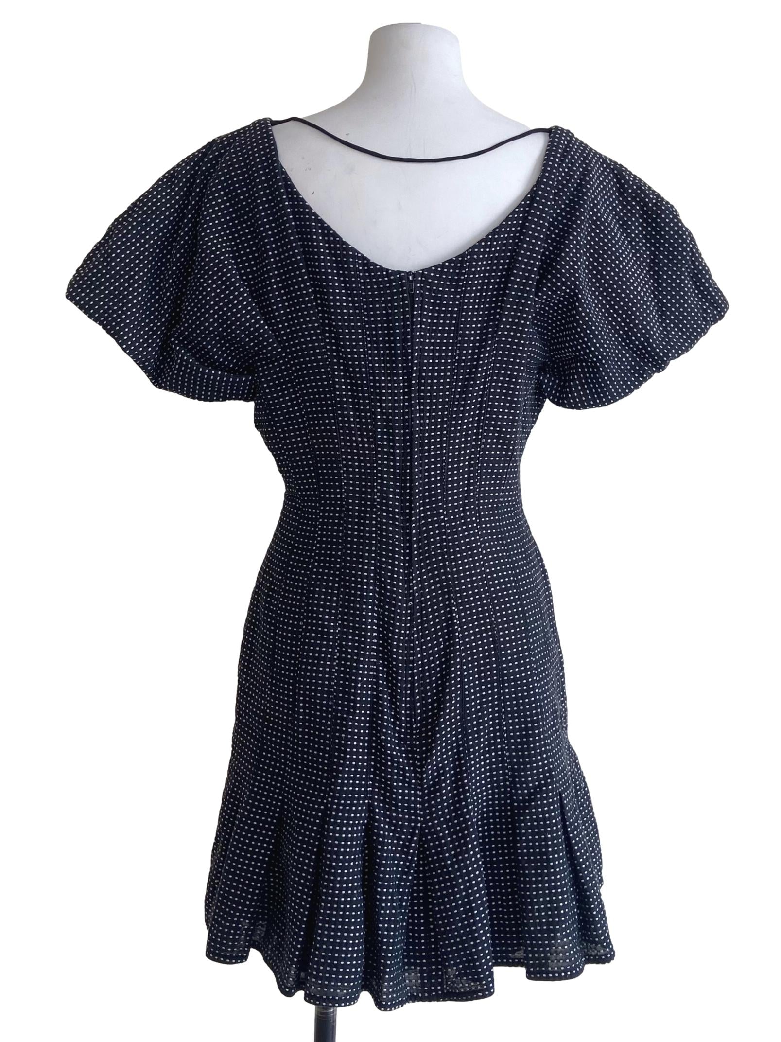 Black & White V-Neck A-Line Dress