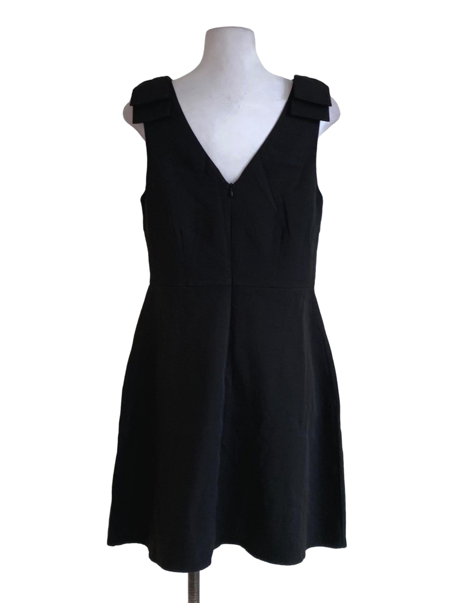 Black V-Neckline A-Line Dress