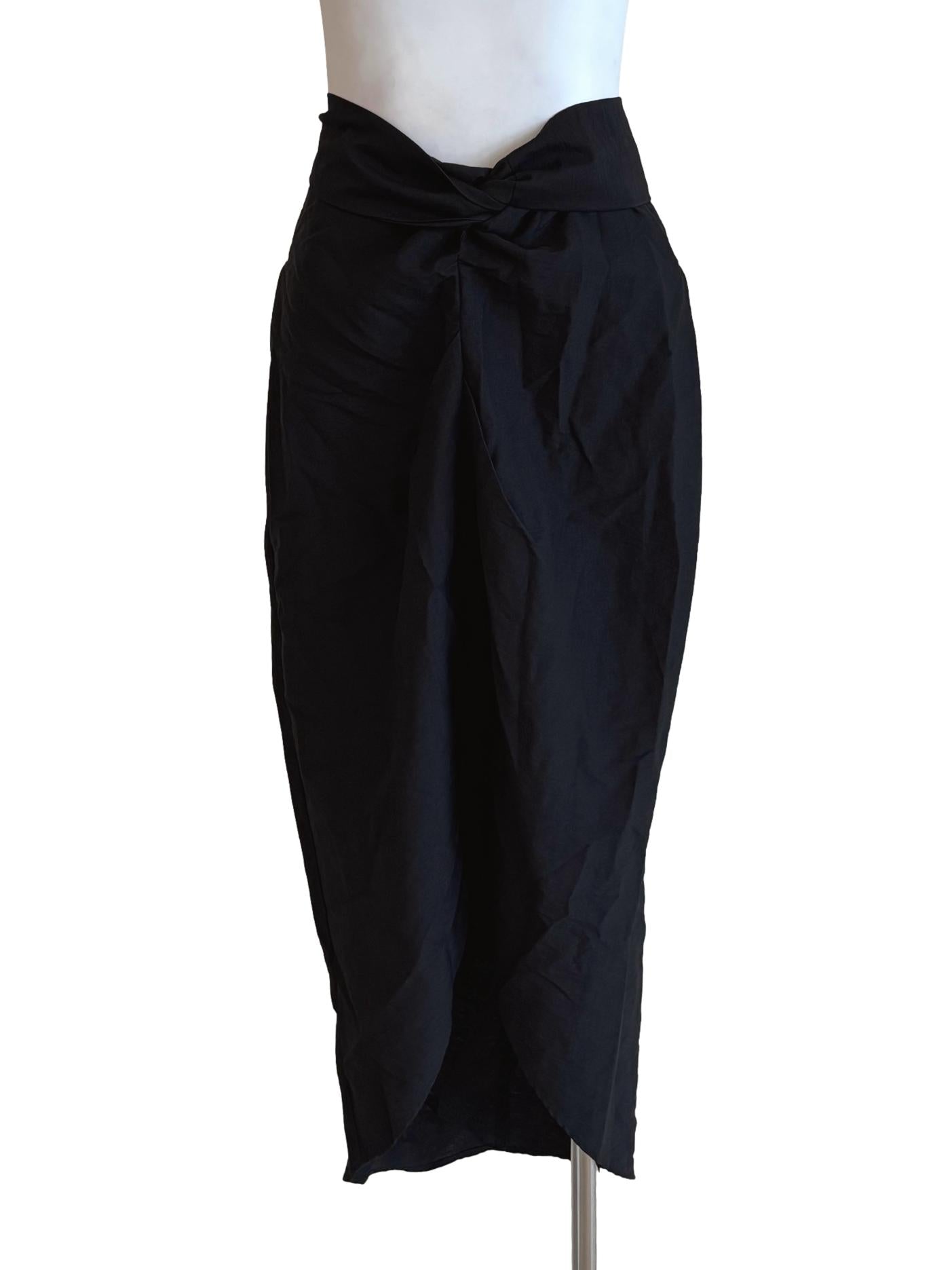 Onyx Black Midi Wrap Skirt LB