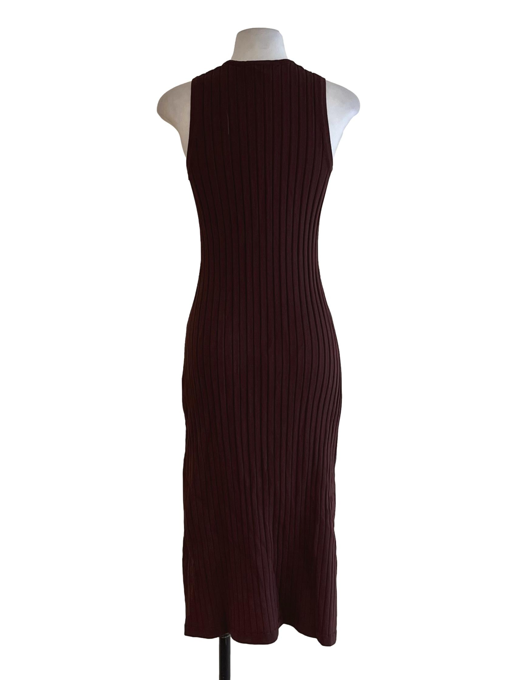 Brown Jewel Neckline Bodycon Dress LB