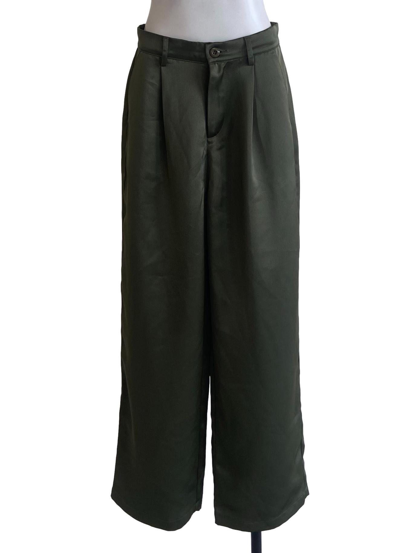 Crocodile Green Silk Formal Pants
