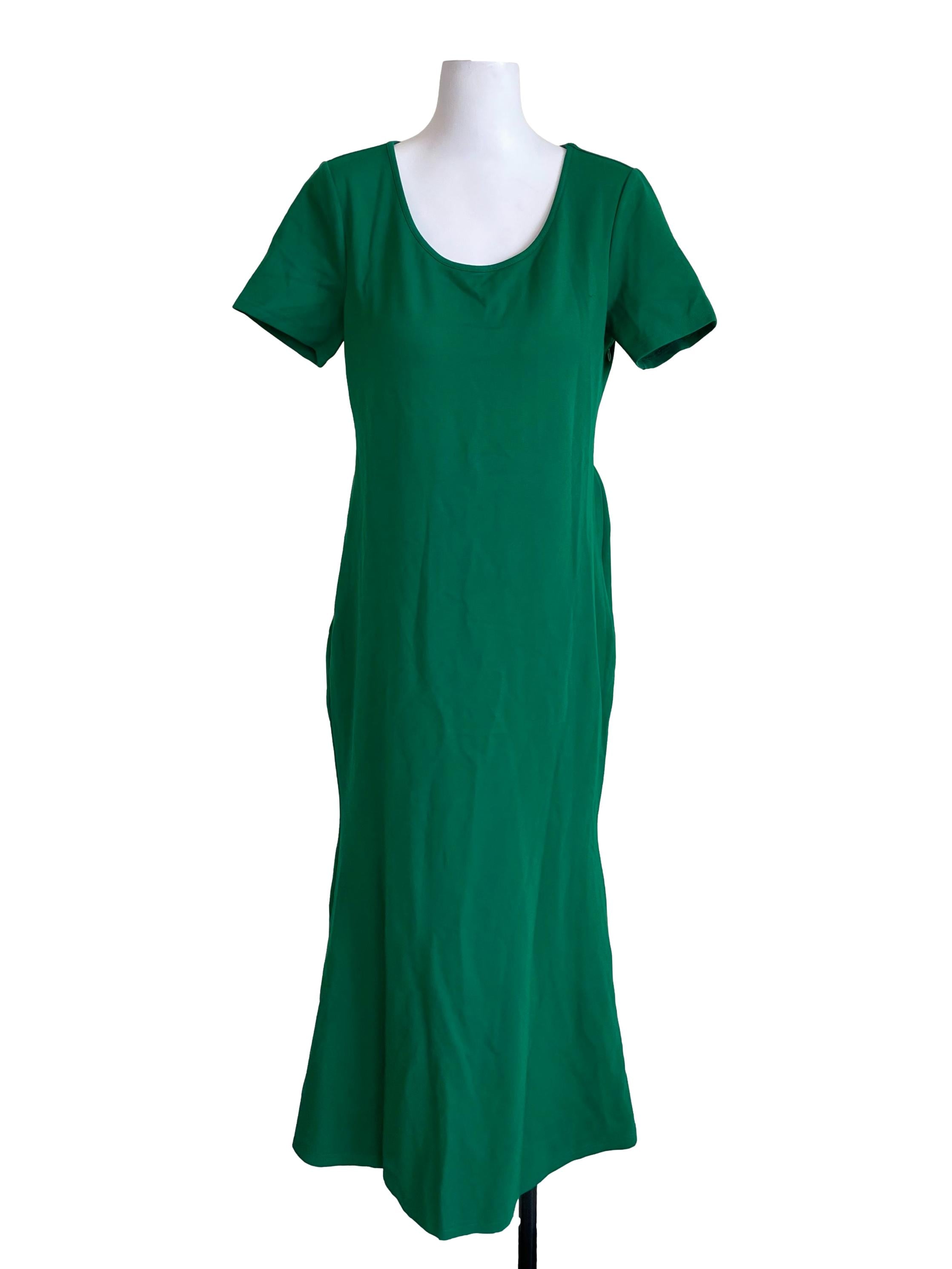 Cool Emerald Scoop Neck Tee Dress
