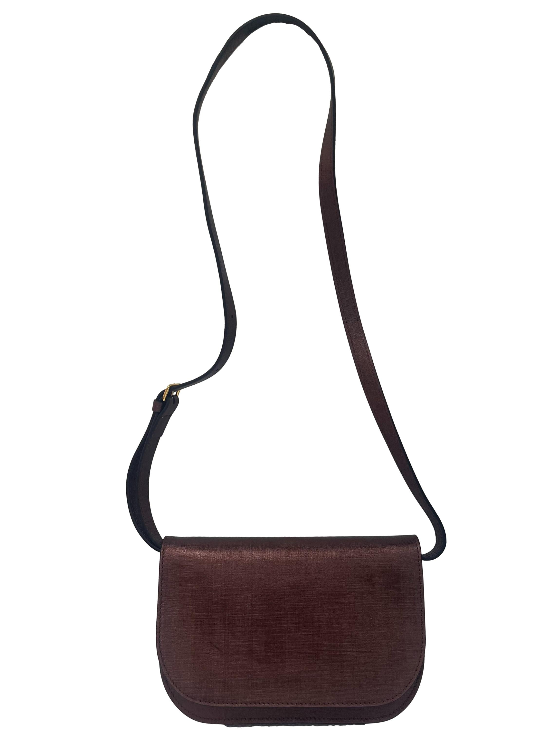 Plum Textured Small Crossbody Bag With Adjustable Straps