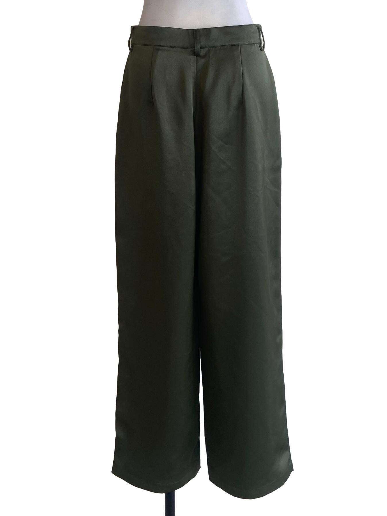 Crocodile Green Silk Formal Pants