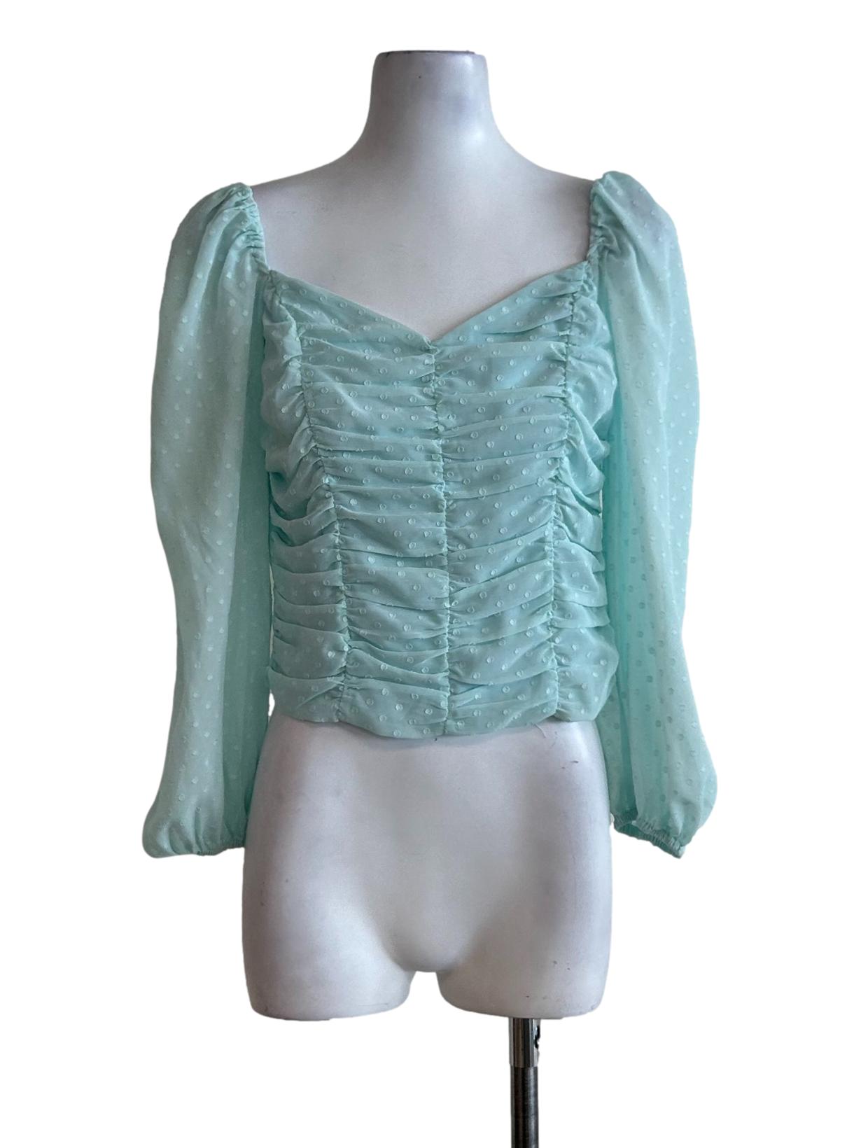 Turquoise Blue Smocked Top