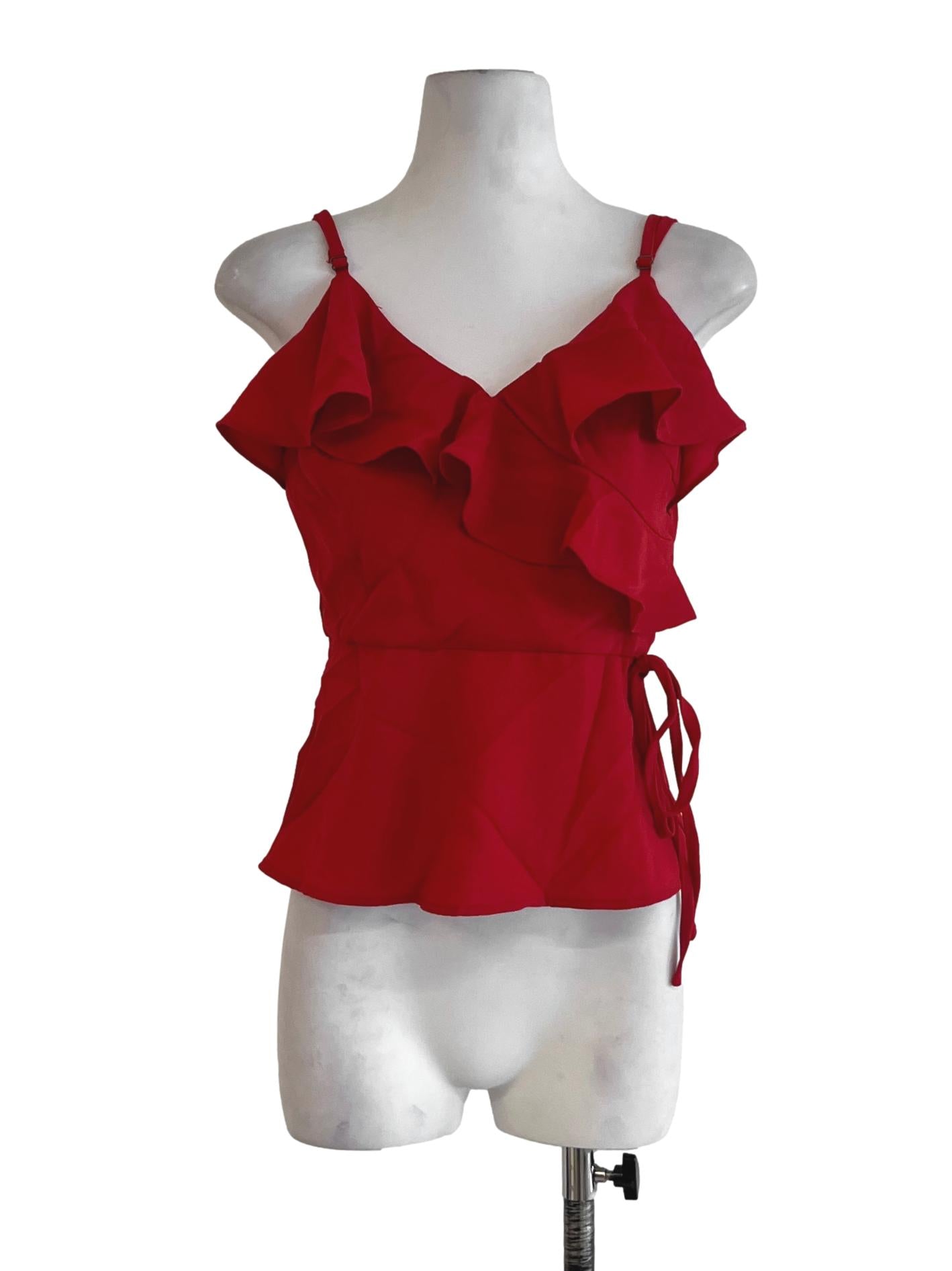 Rose Red Spaghetti Strap Sleeveless Top