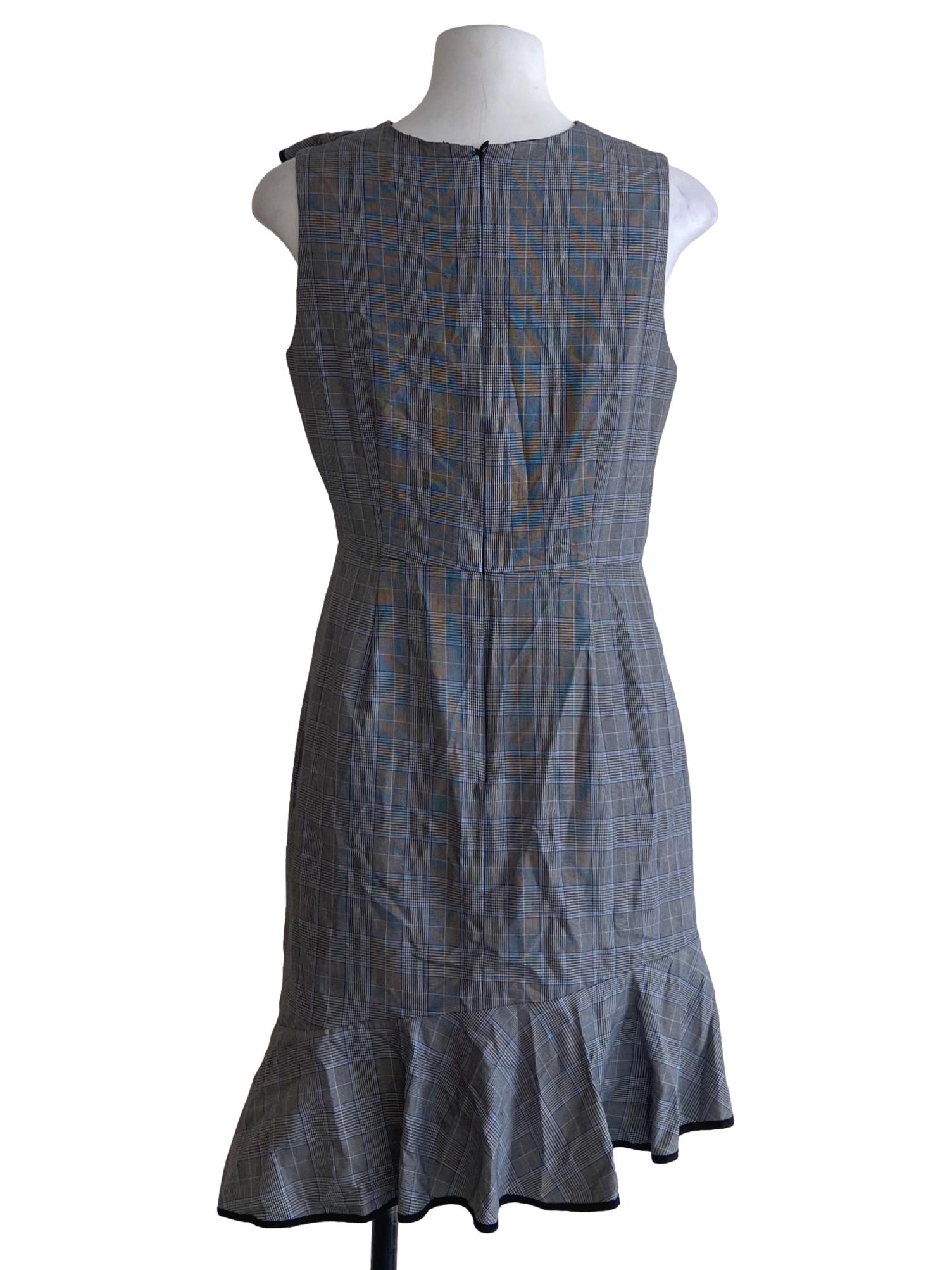 Black & Blue Tartan Drop Waist Dress