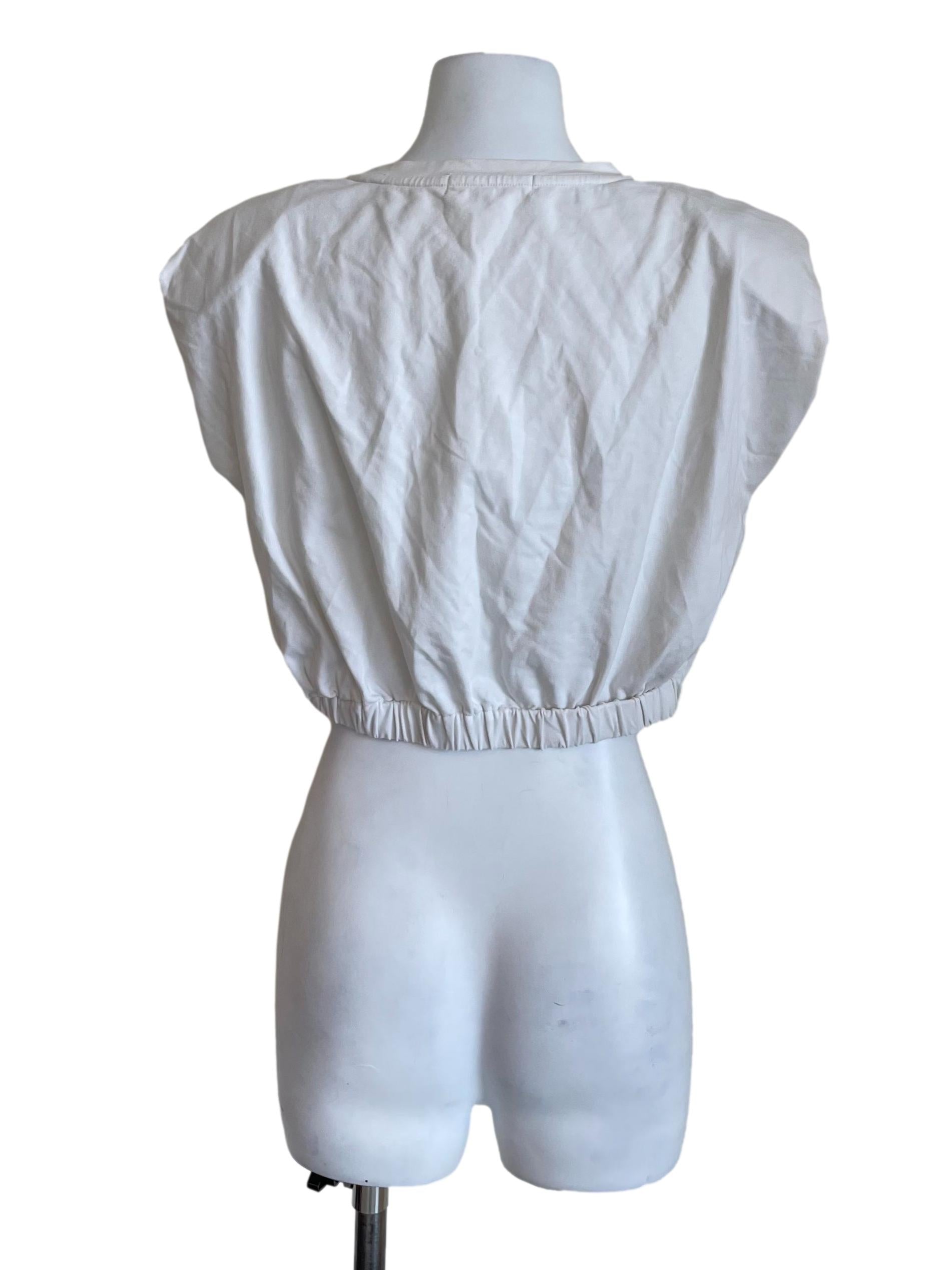 White Broad Shoulder Crop Top