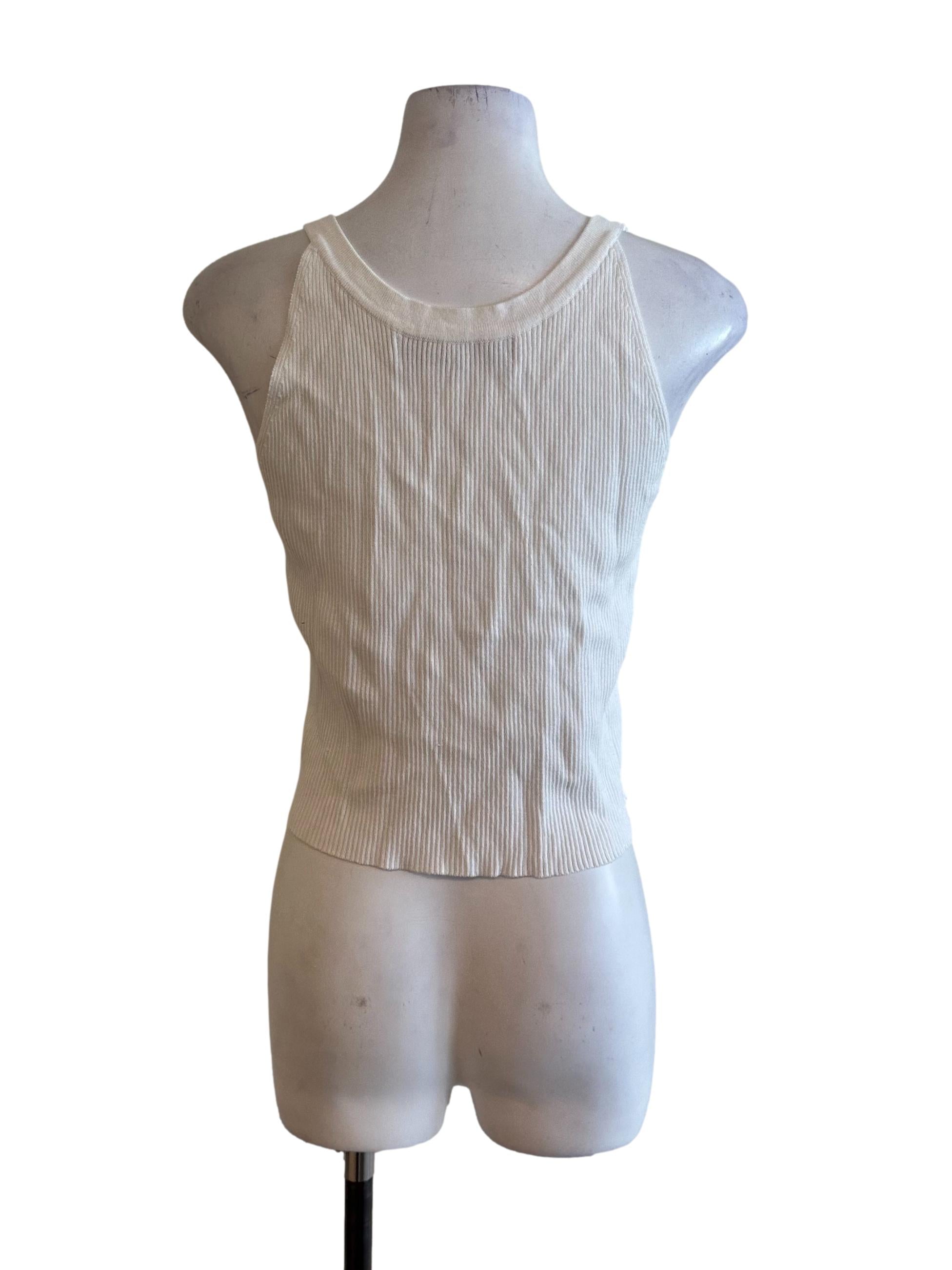 Pearl White Knit Scoop Neckline Top