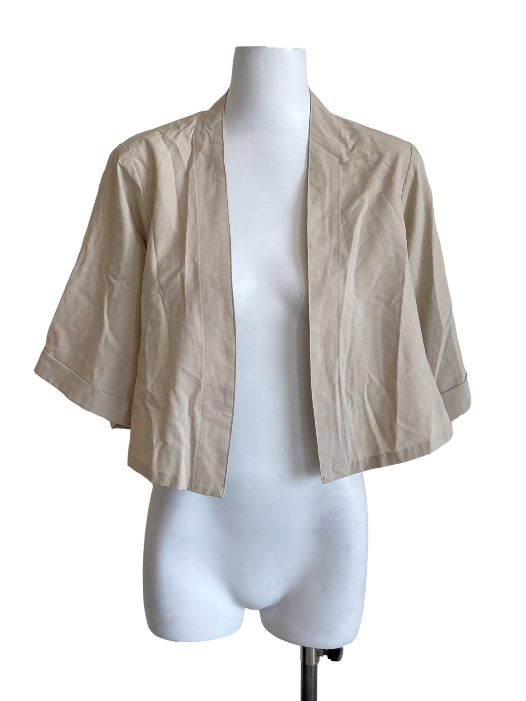 Tan Cuffed Sleeves Mini Jacket