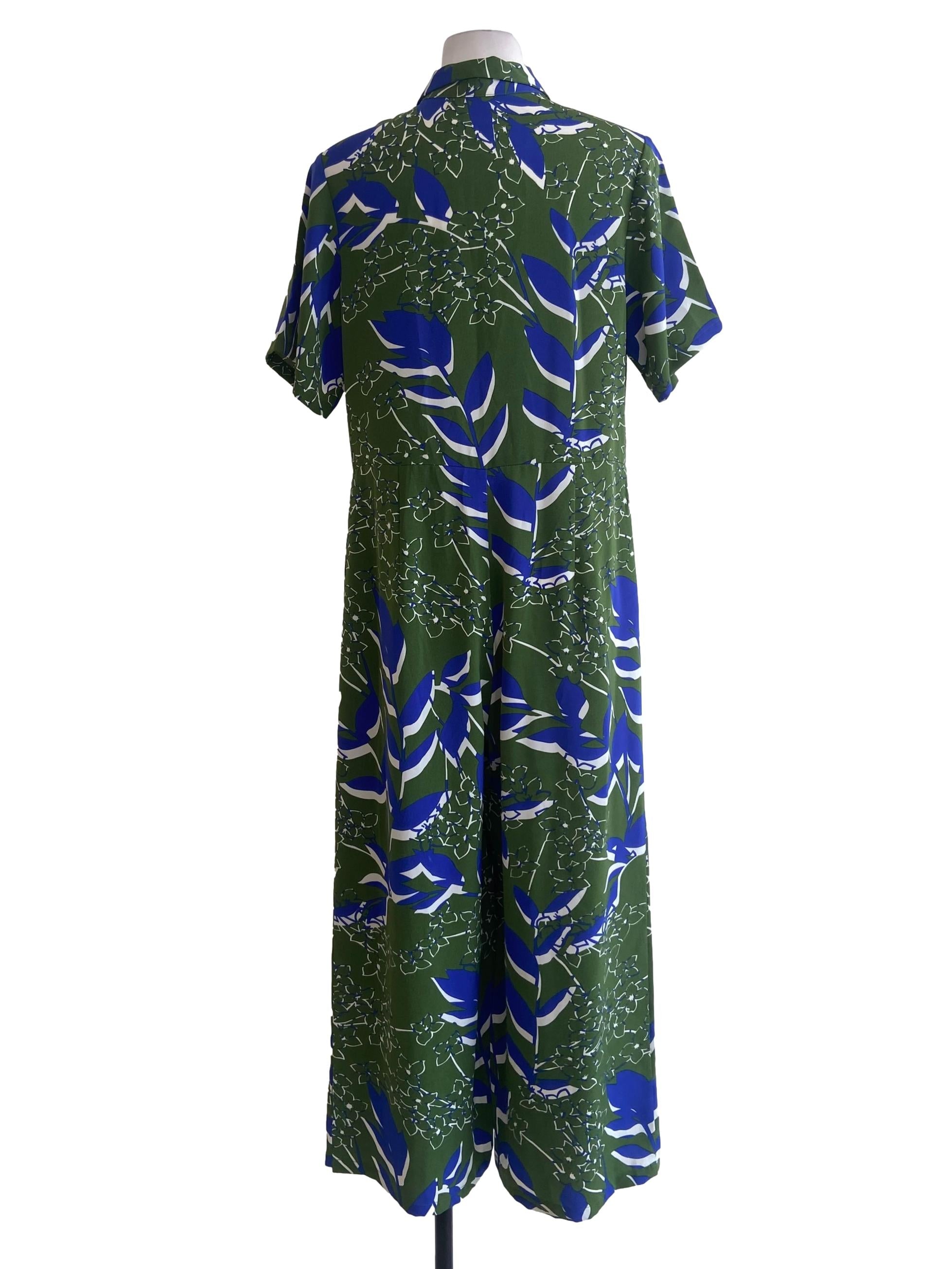 Green & Blue Half  Button Jumpsuits
