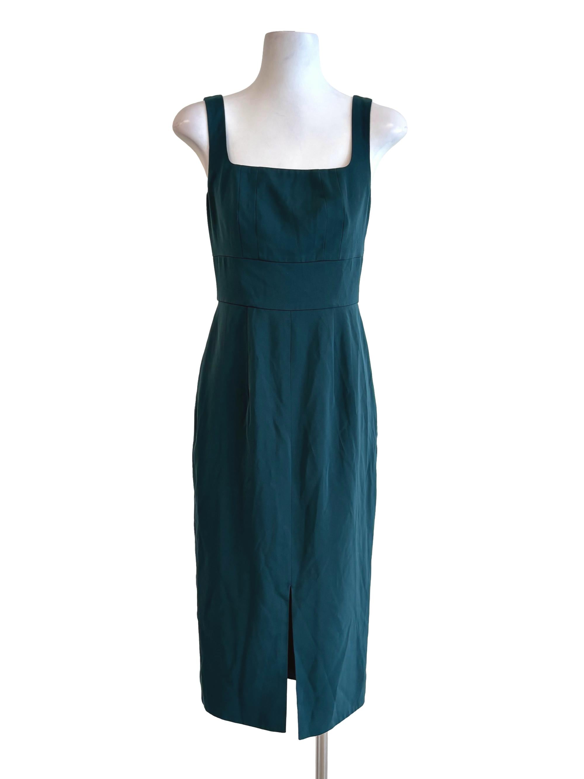 Pine Green Square Neck Pencil Dress LB