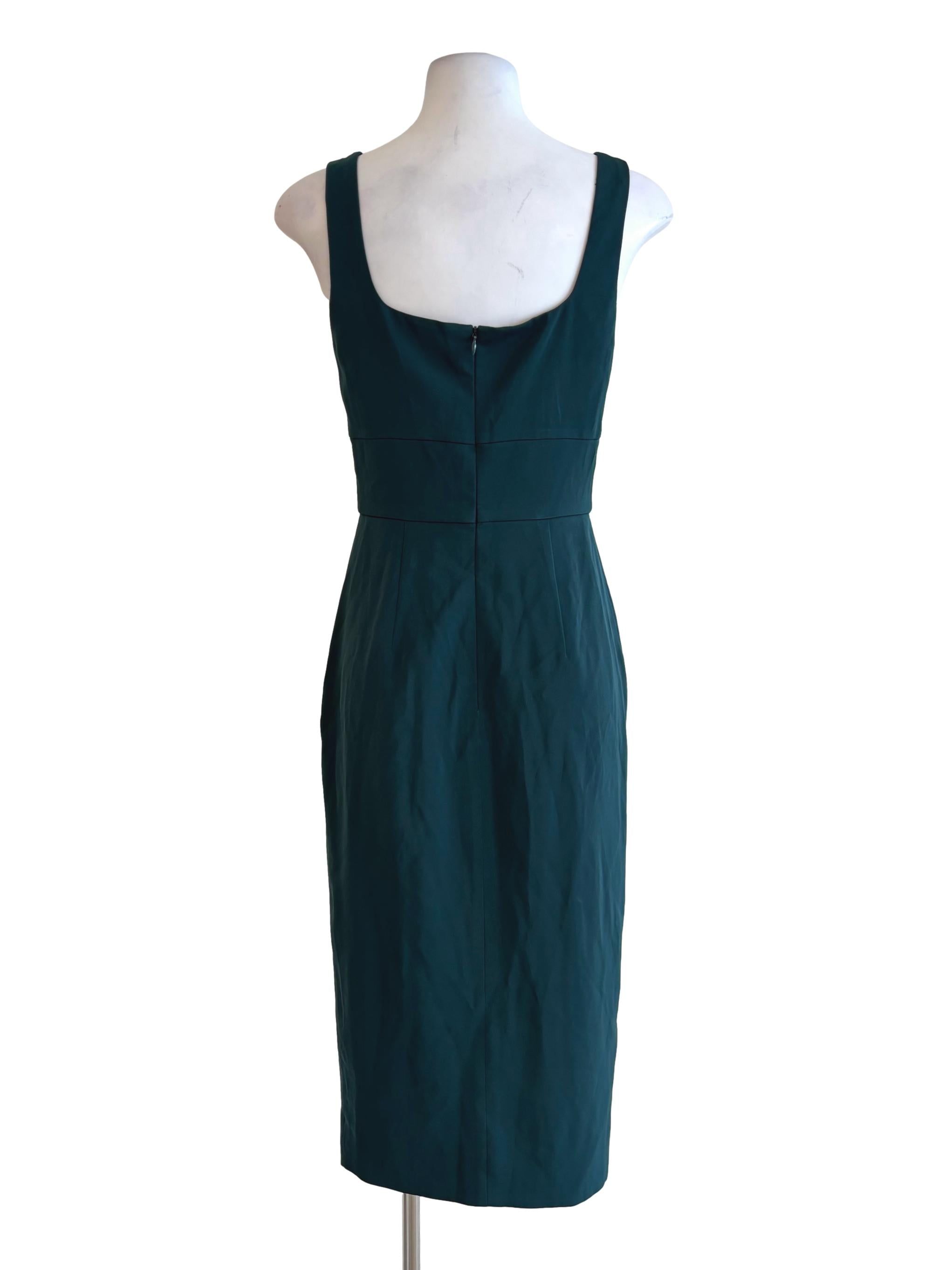 Pine Green Square Neck Pencil Dress LB