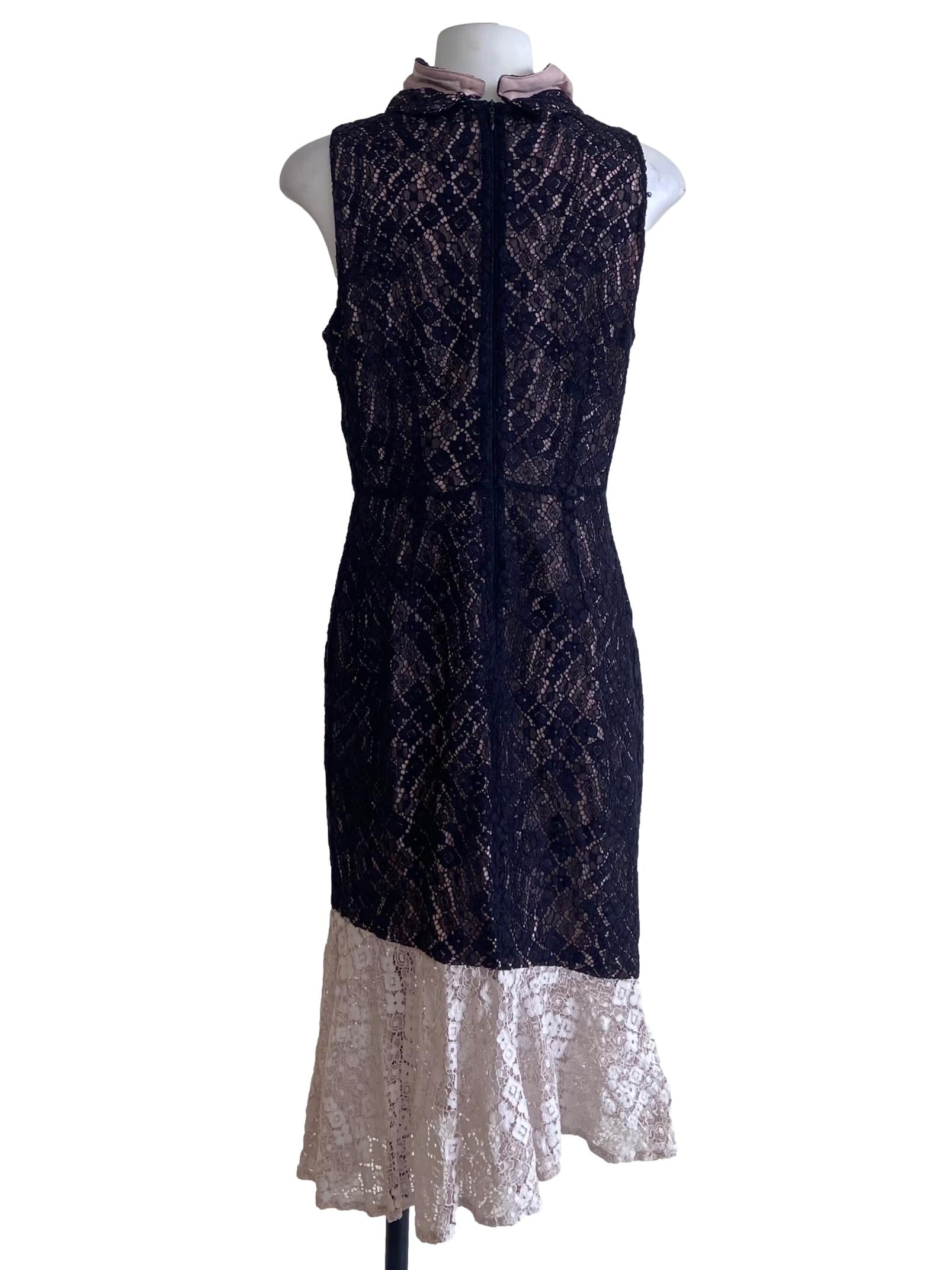 Pink Purple Floral Lace Drop Waist Dress