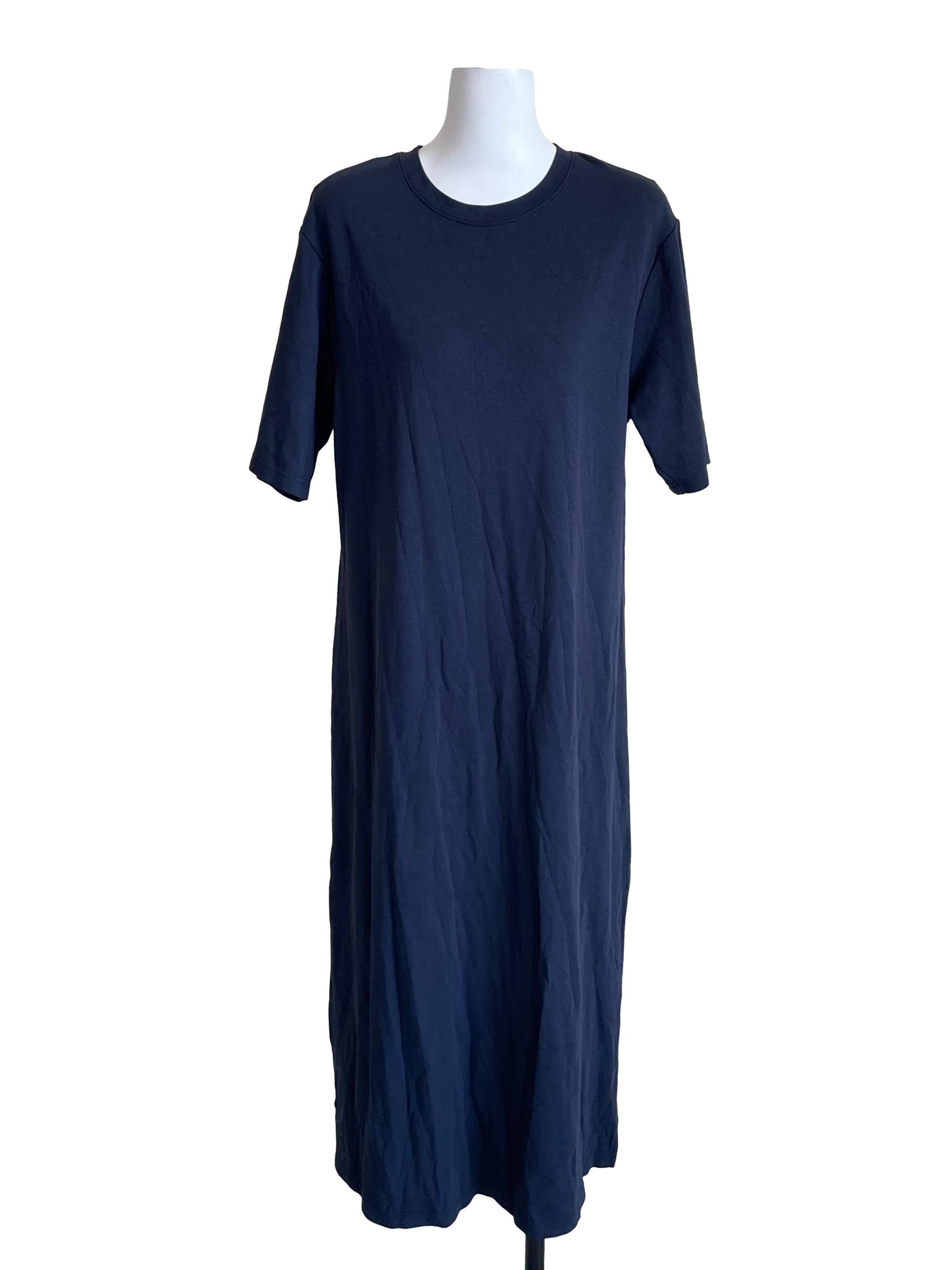 Navy Blue Drop Shoulder Baggy Tee Dress