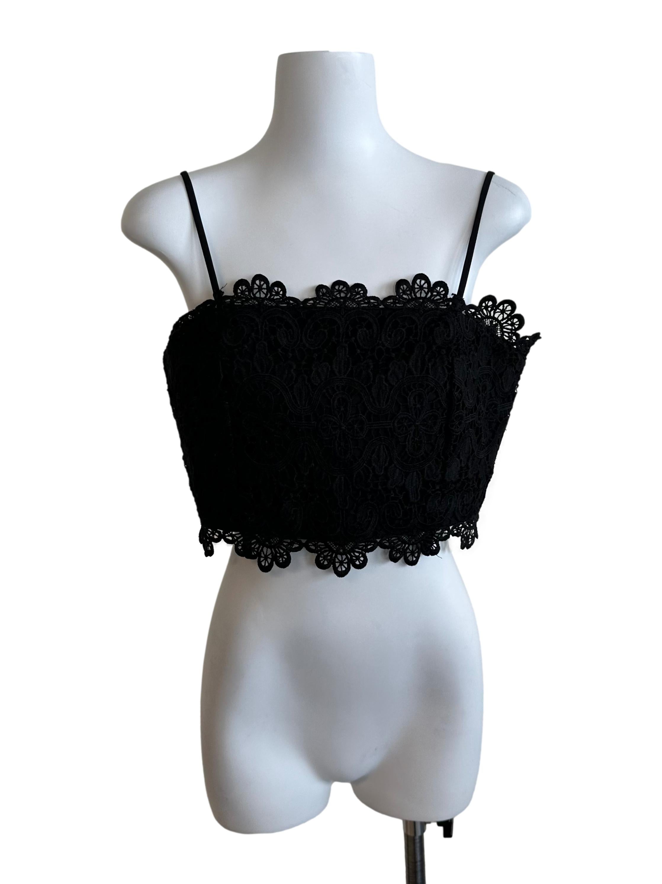 Rich Black Lace Square Neck Top