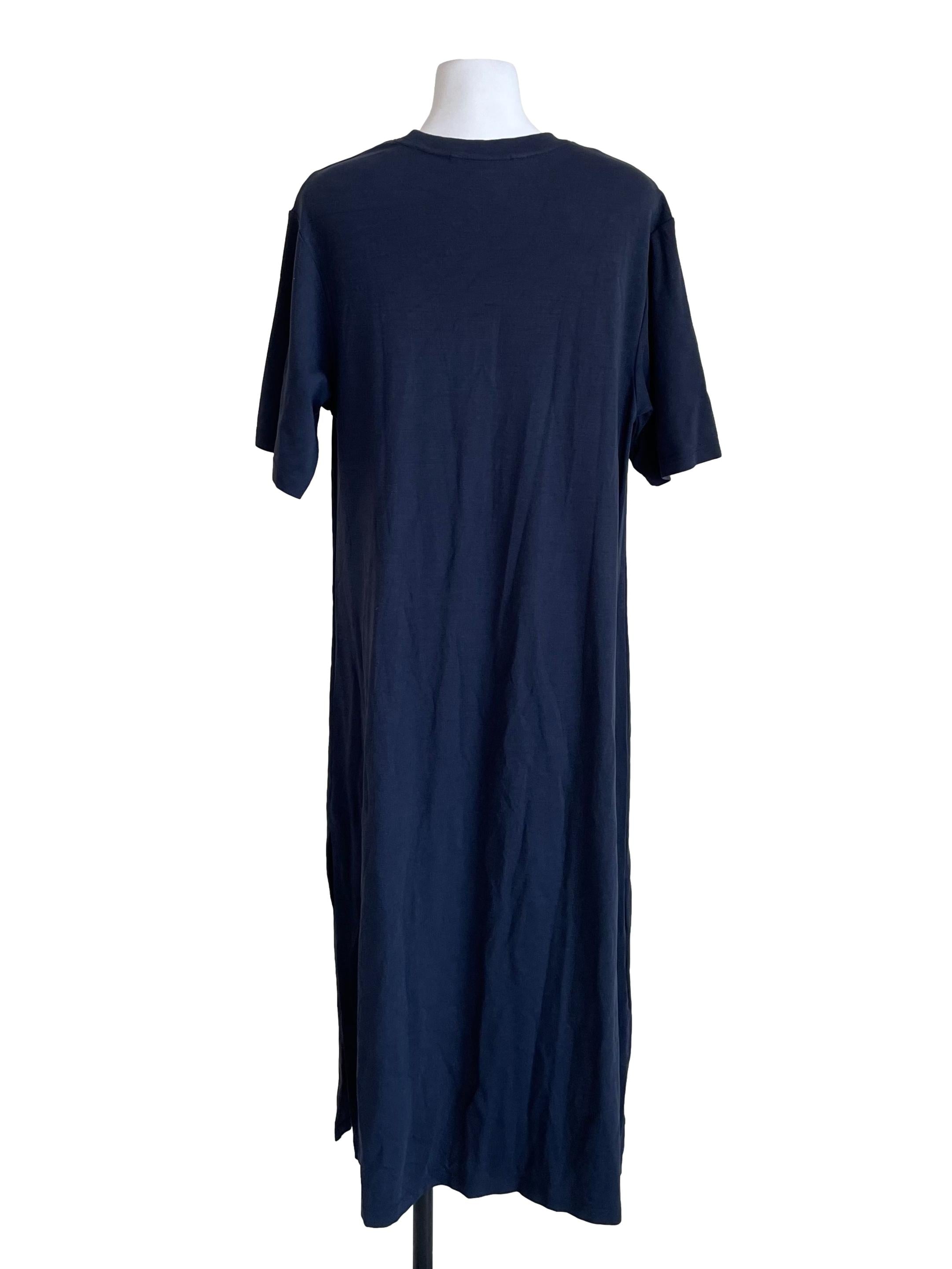 Navy Blue Drop Shoulder Baggy Tee Dress