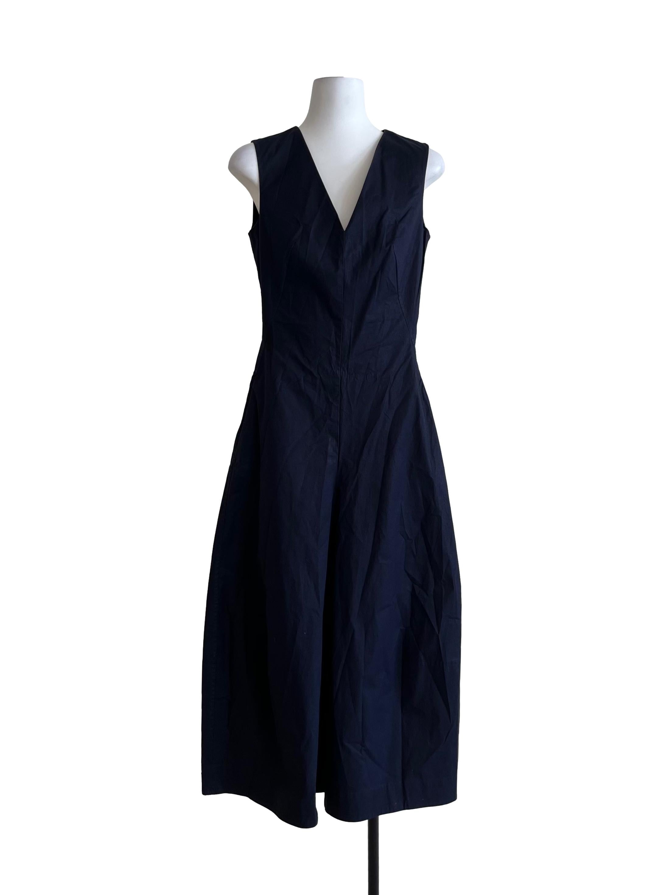 Navy Blue V-Neck Flared Jumpsuit