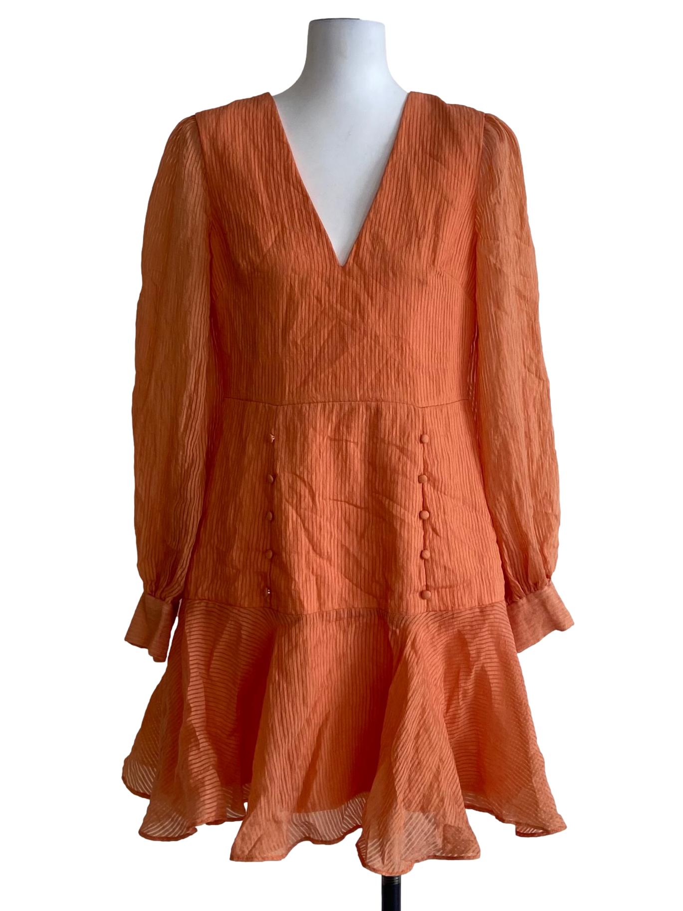 Orange Stripe V-Neck  Drop Waist Dress