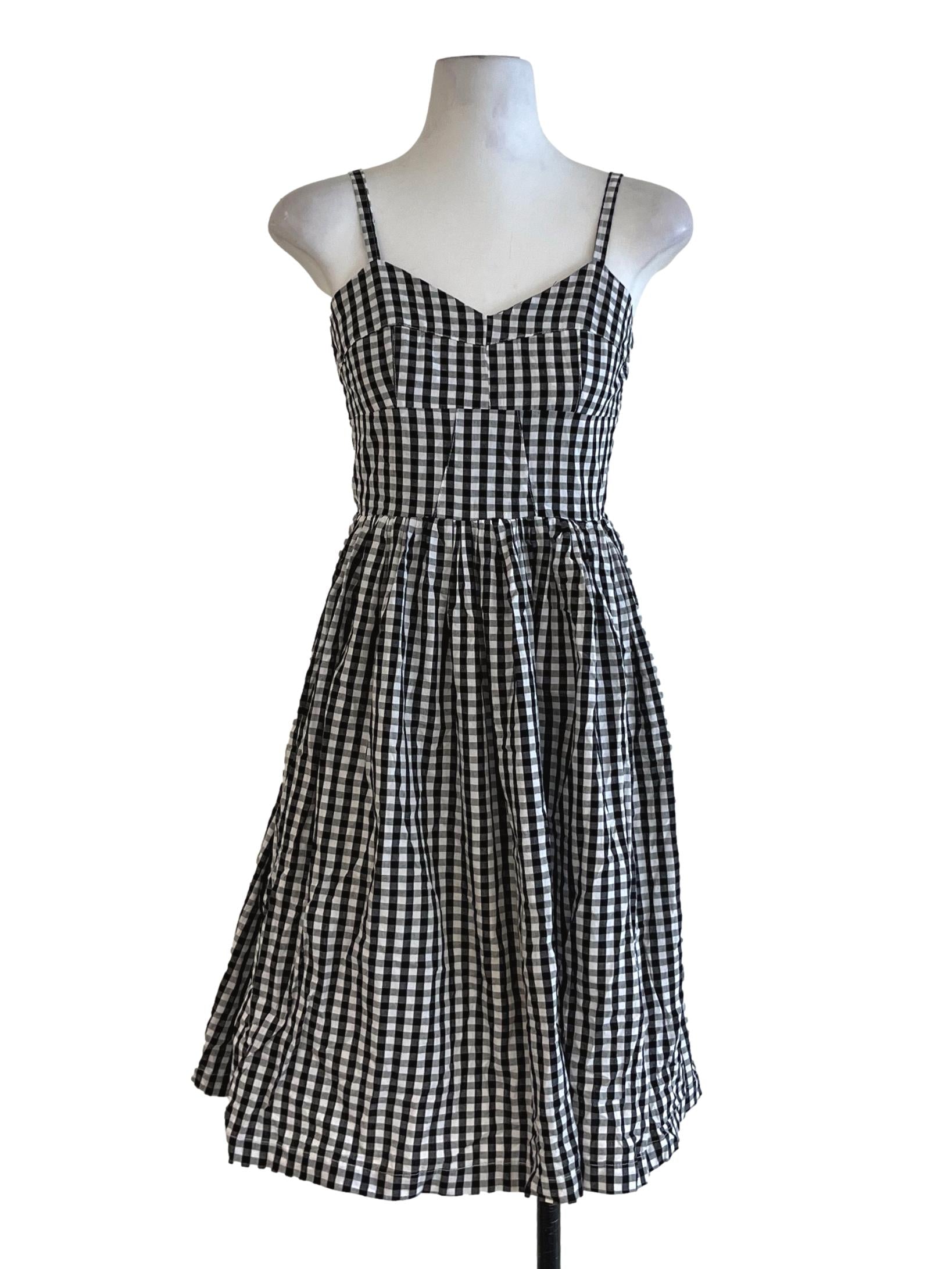Black Gingham A-Line Dress