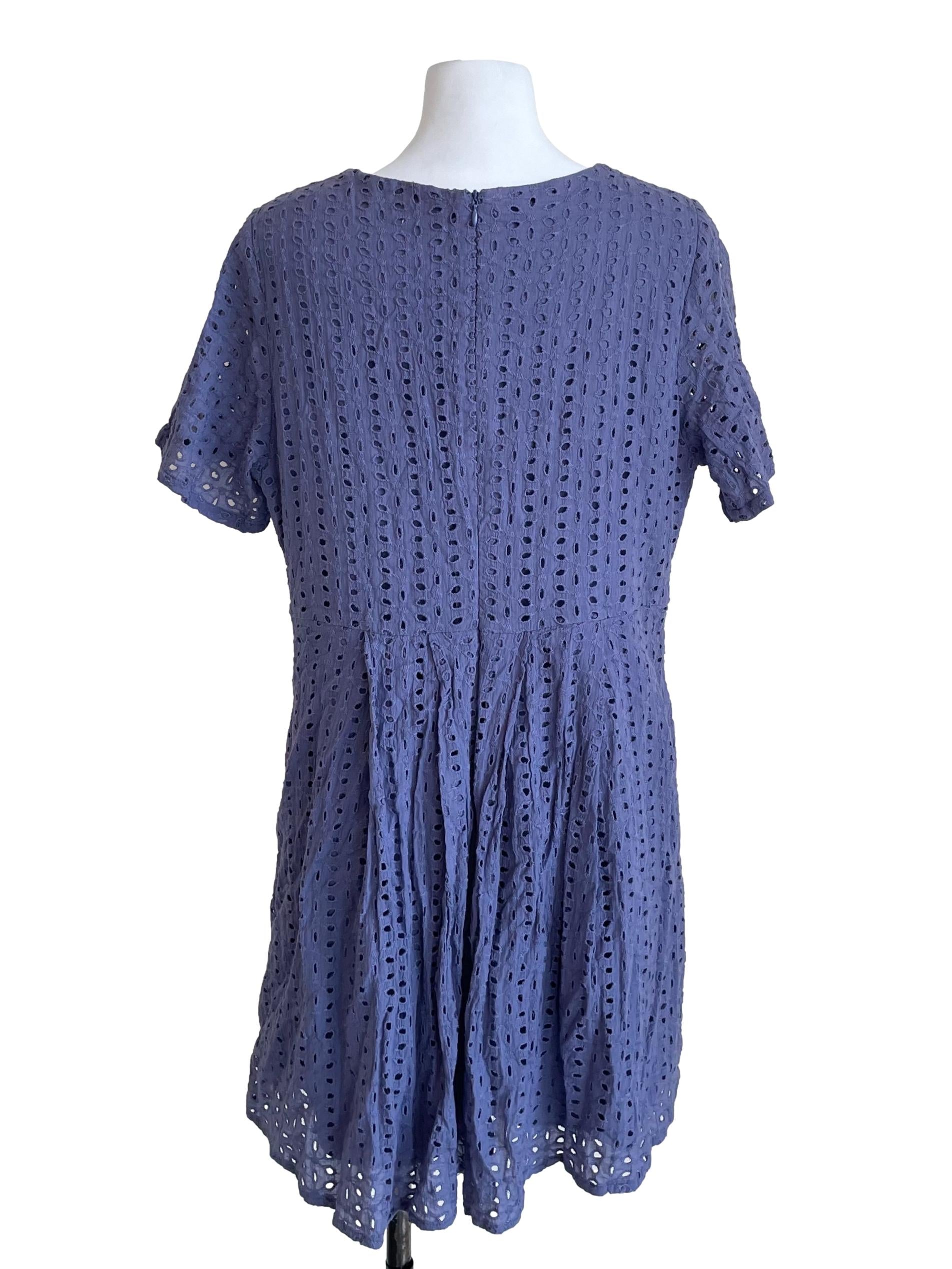 Flint Blue Hollow Pleated Dress