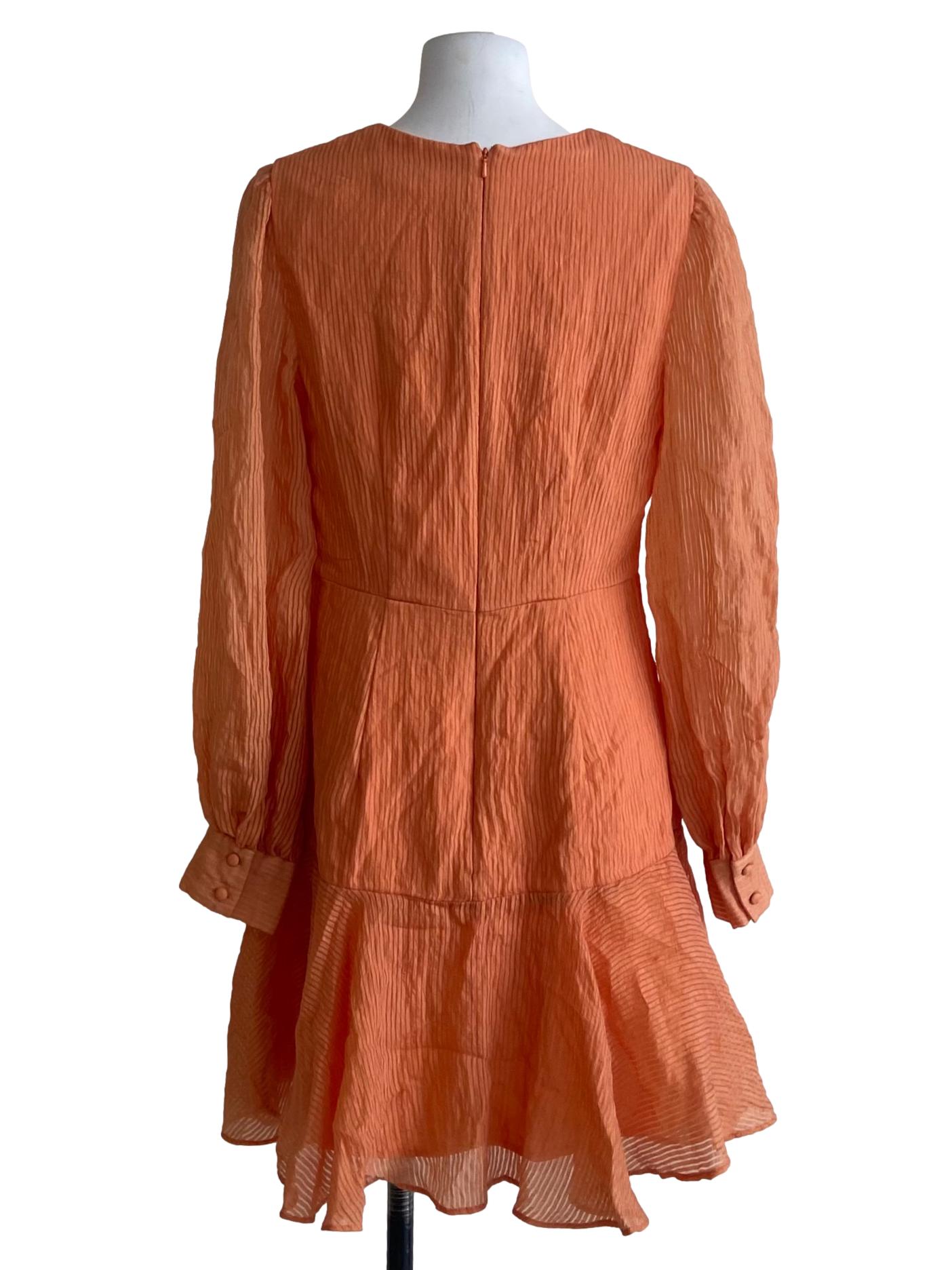 Orange Stripe V-Neck  Drop Waist Dress