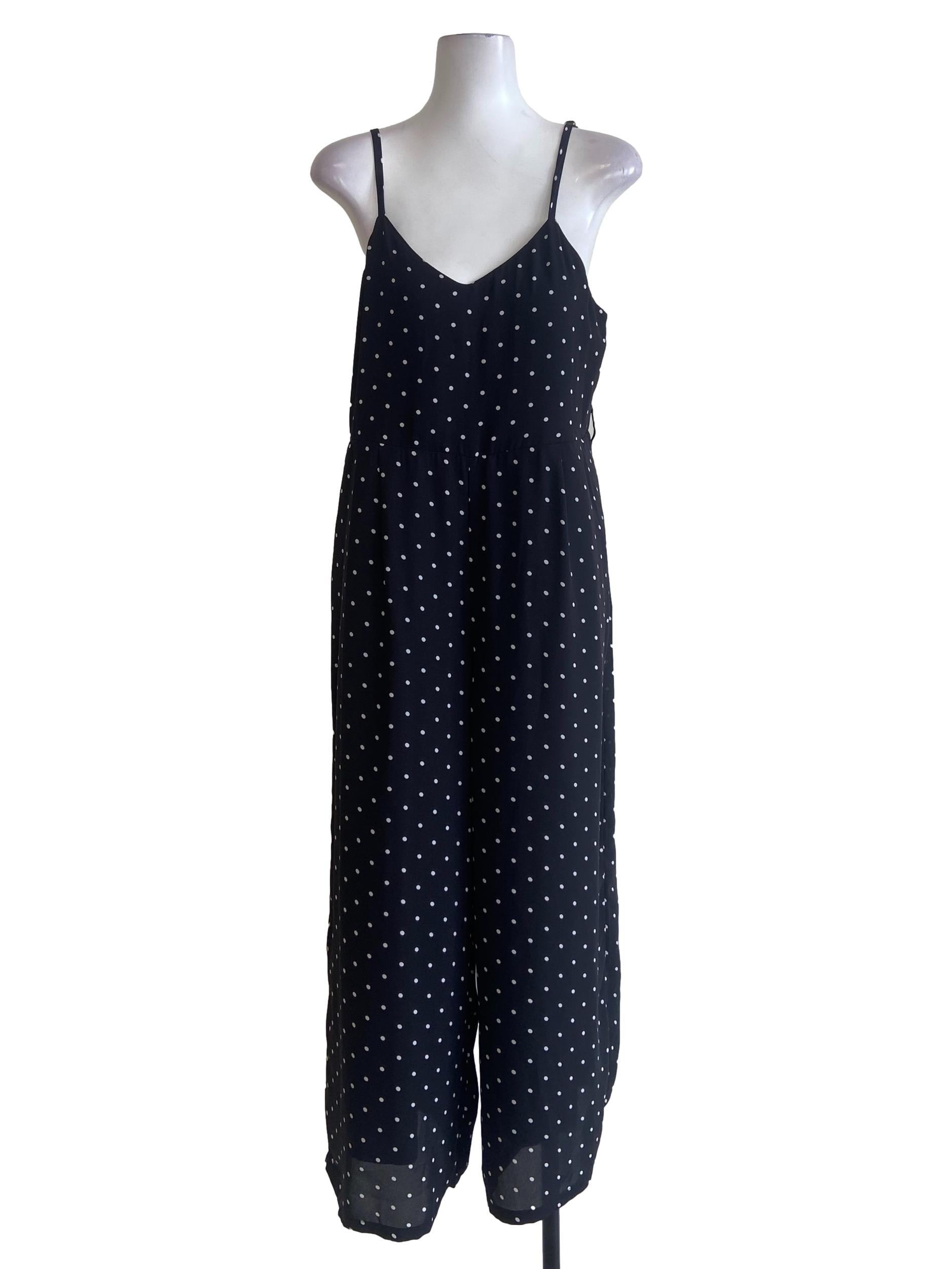 Black & White Dot Sleeveless Jumpsuits
