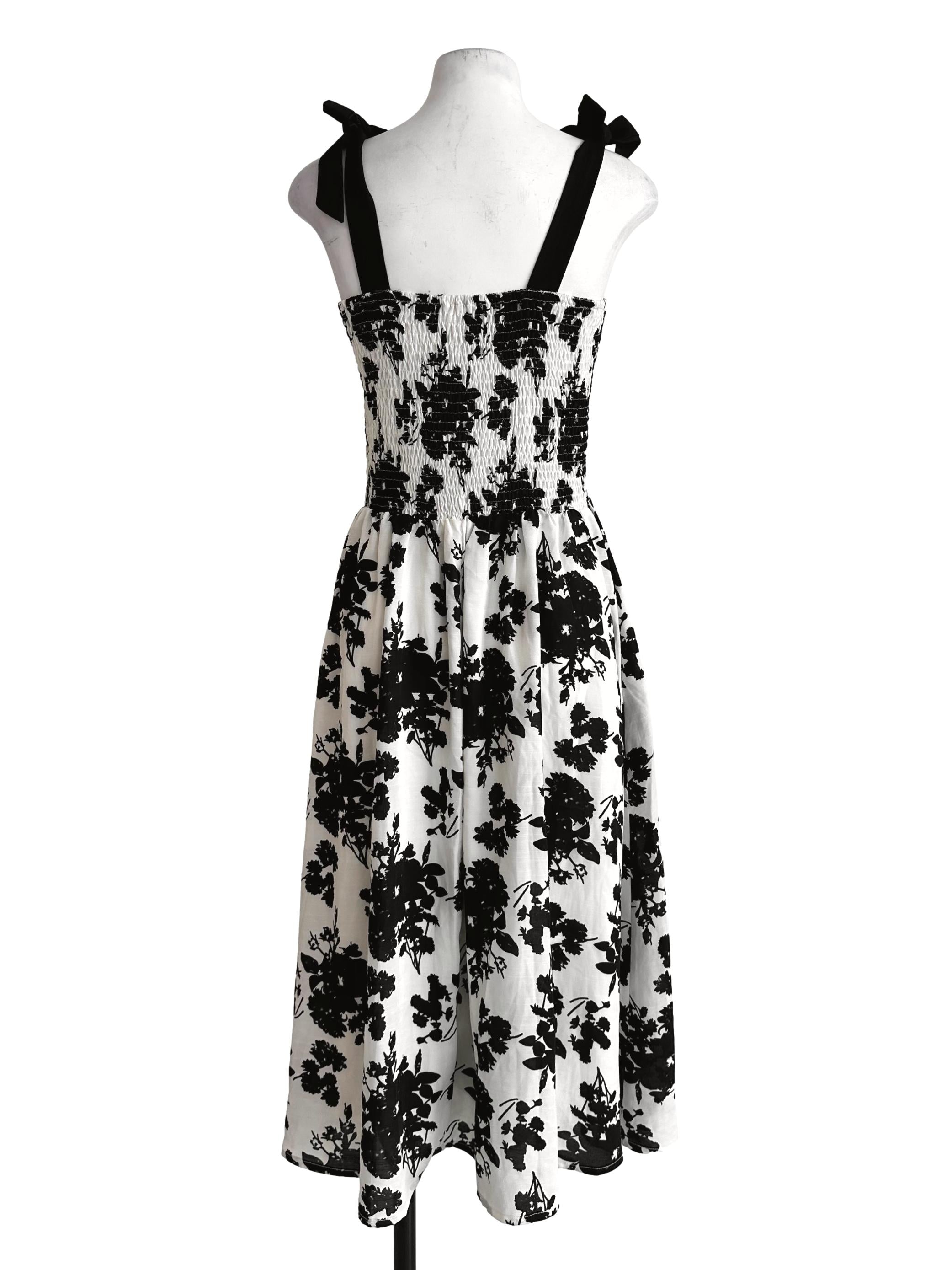 White Black Floral Maxi Dress TWL