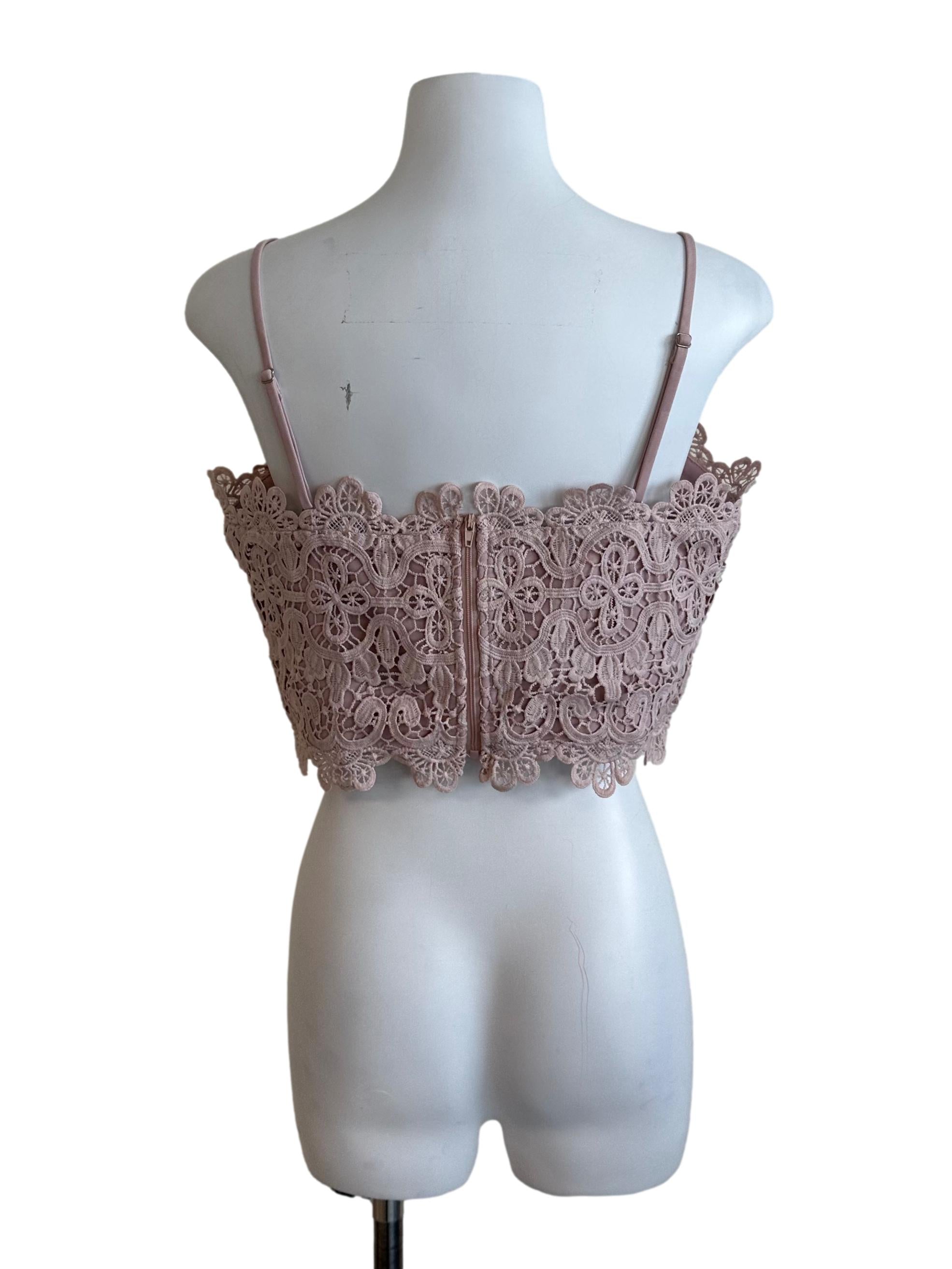 Ash Pink Lace Square Neck Top