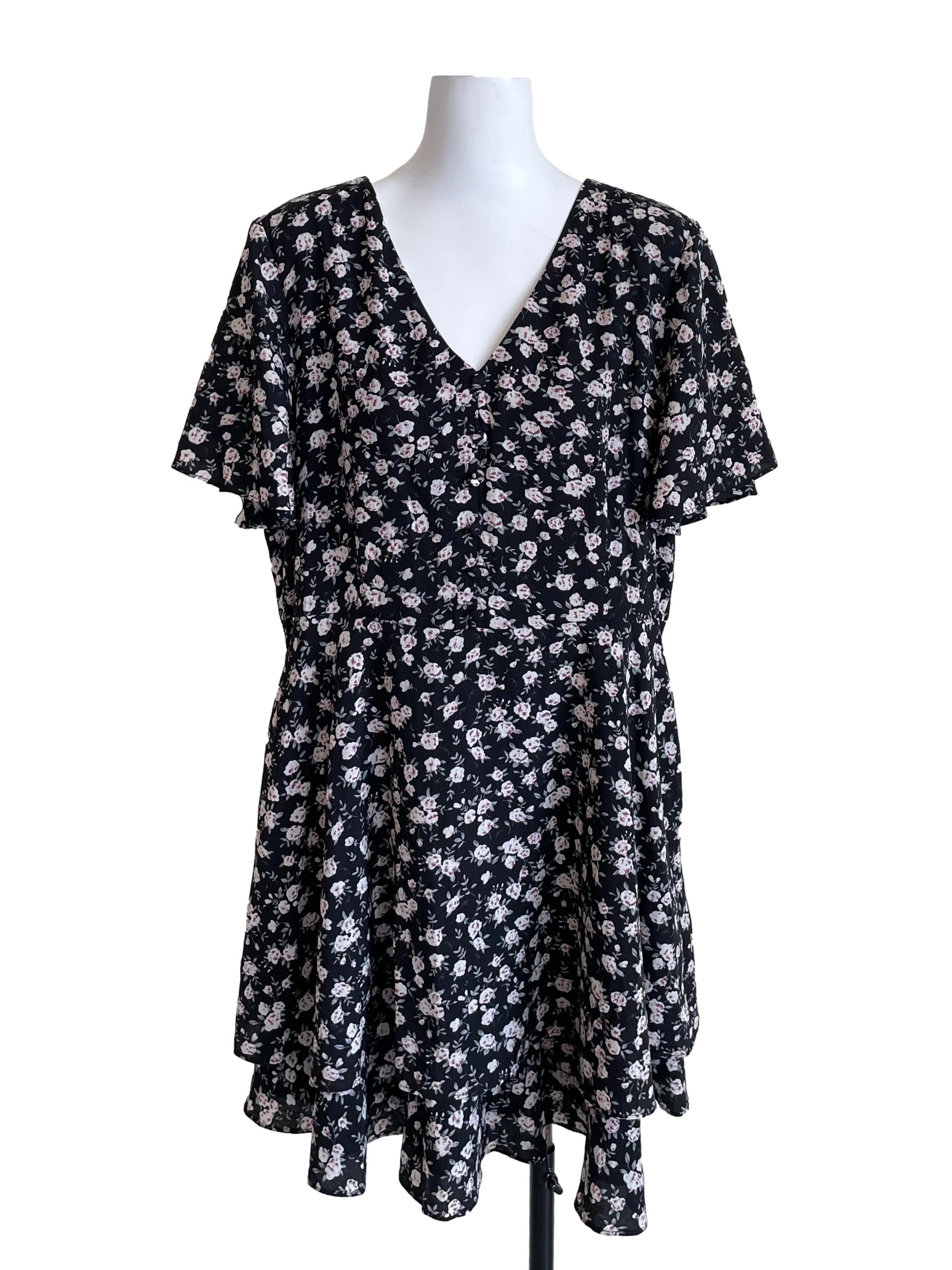 Charcoal Floral Layer Dress