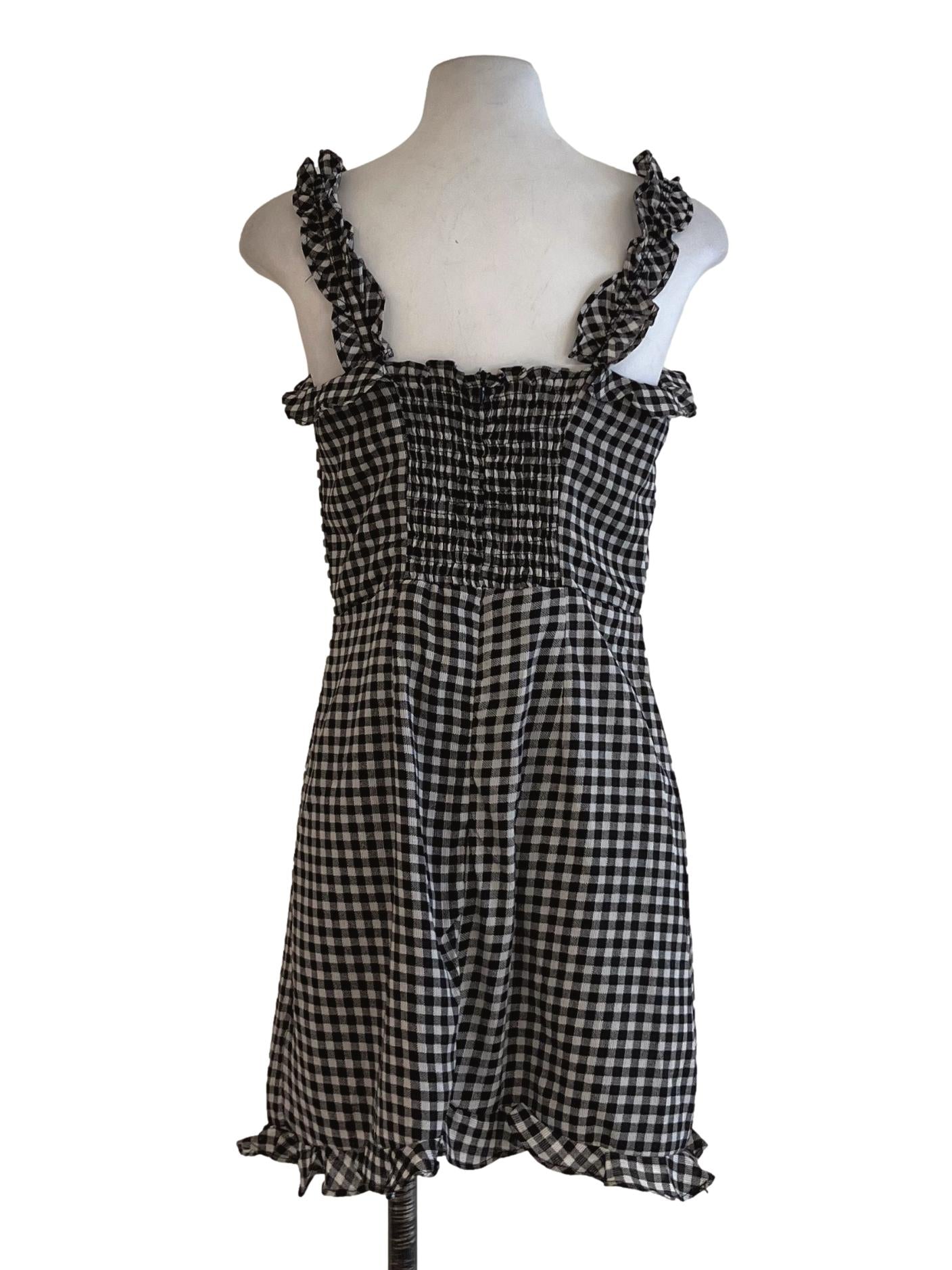 Black Gingham A-Line Dress