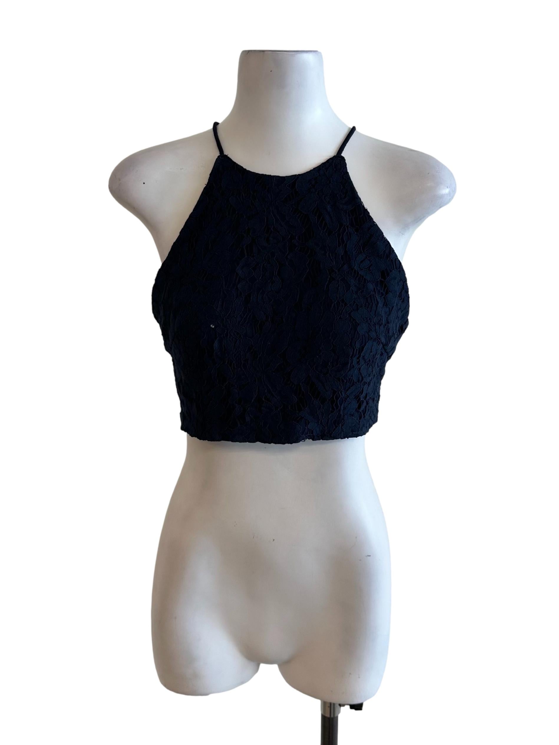 Midnight Blue Lace Halter Top