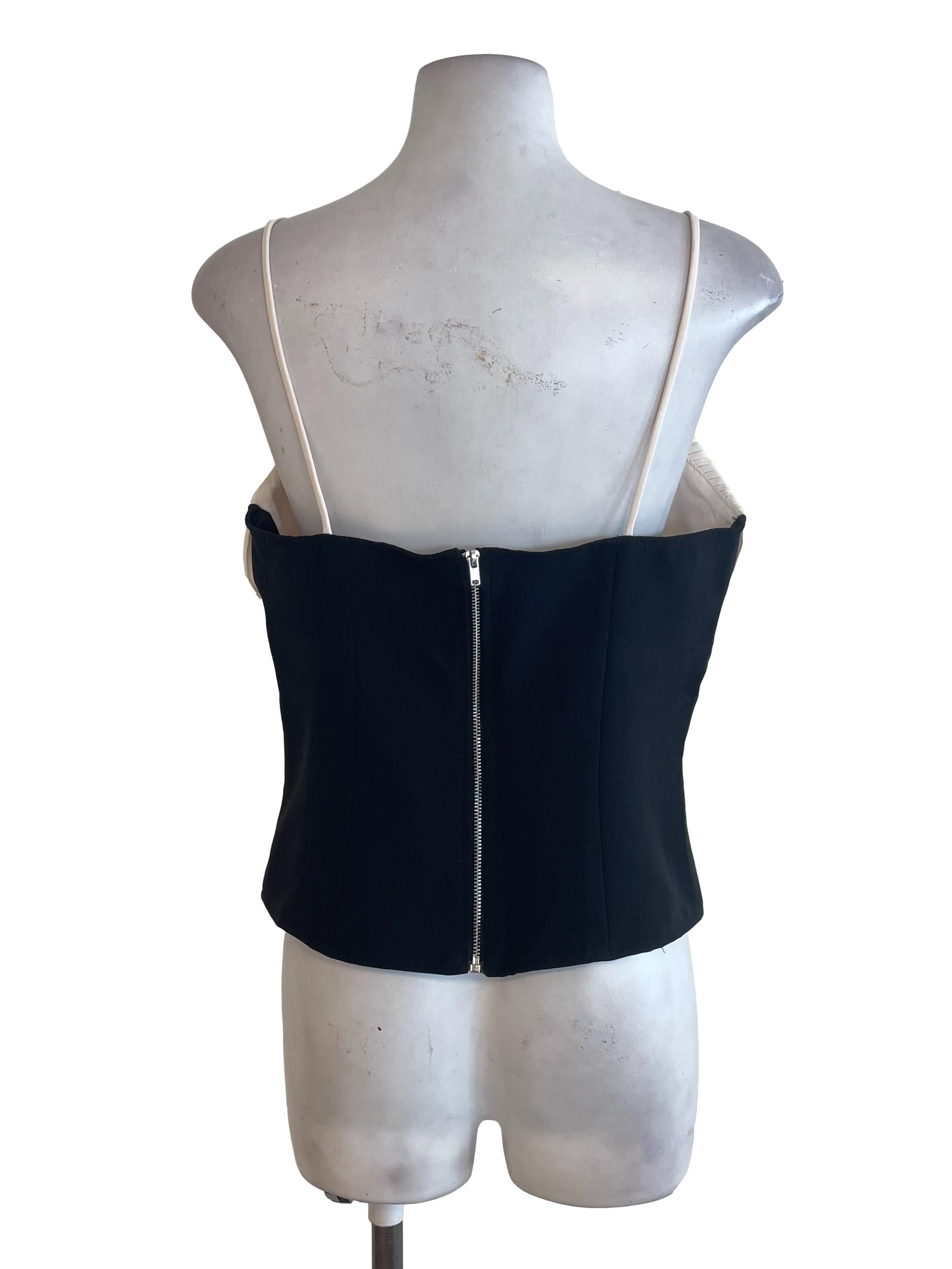 Black White Contrast Fitted Cami Top