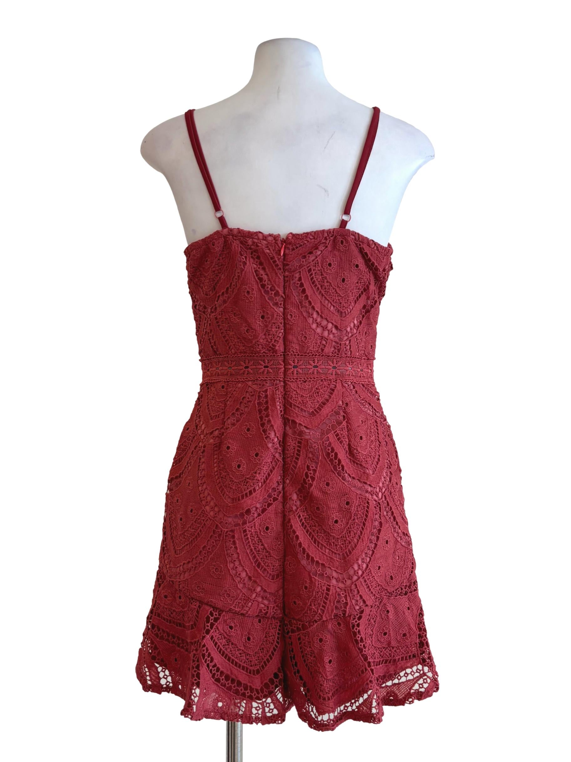 Cherry Red Lace Sleeveless Romper