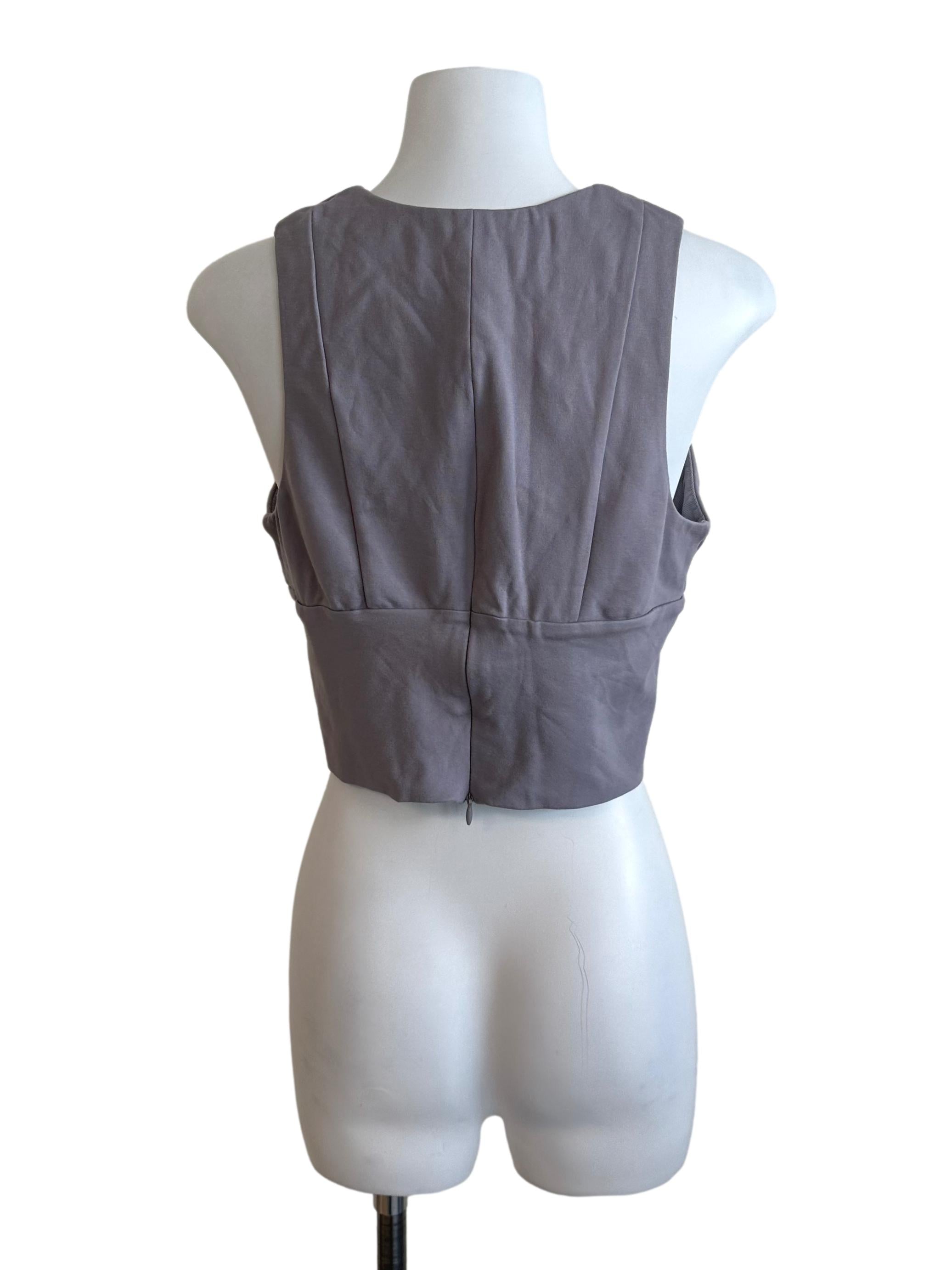 Dark Grey Deep V Neck Crop Top