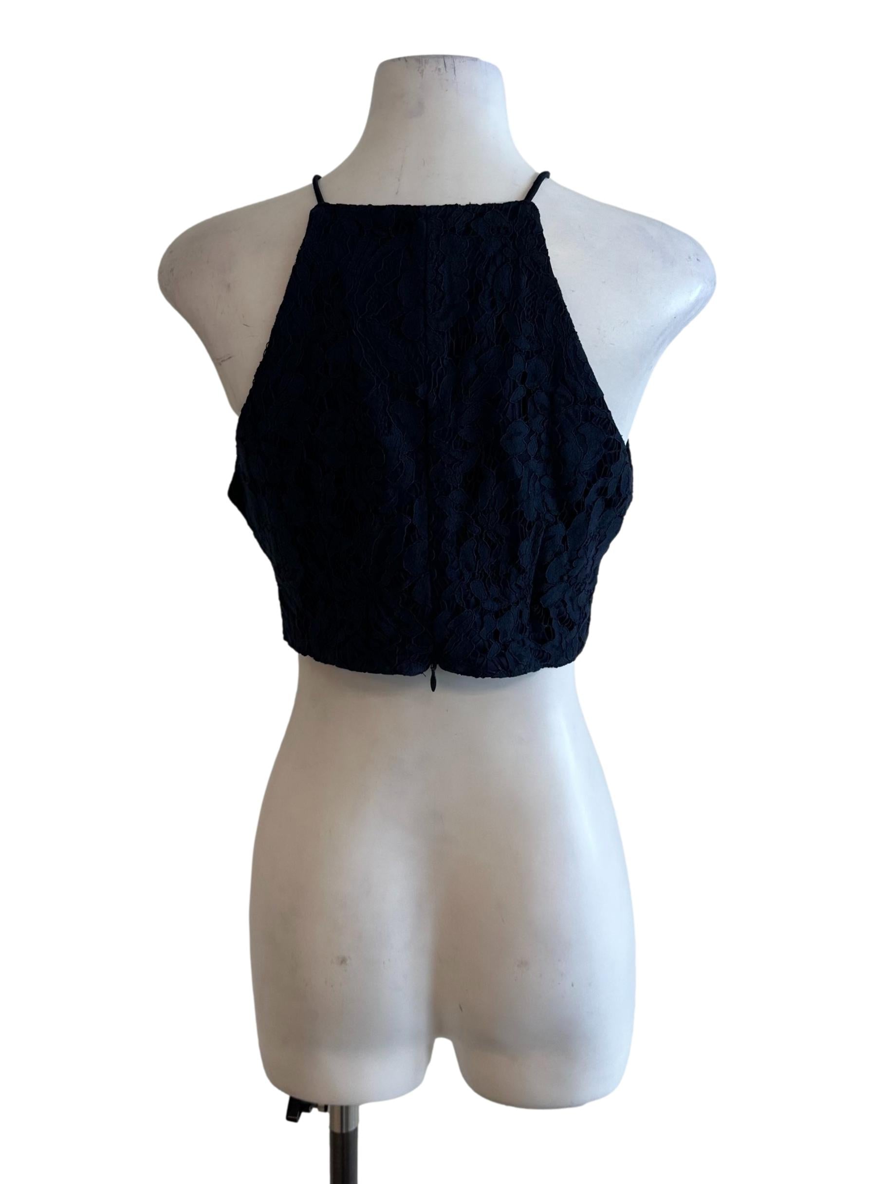 Midnight Blue Lace Halter Top