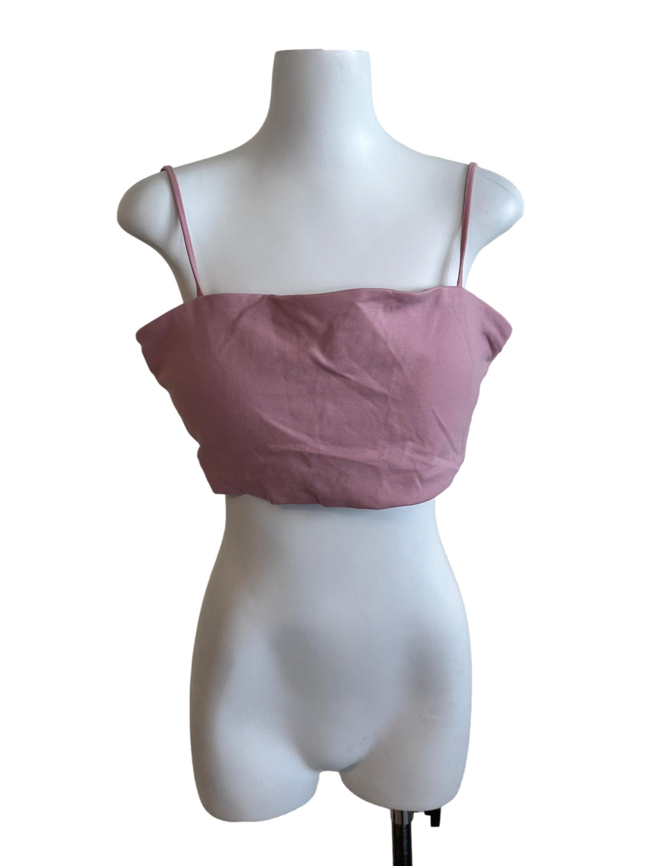 Rose Pink Spaghetti Strap Crop Top