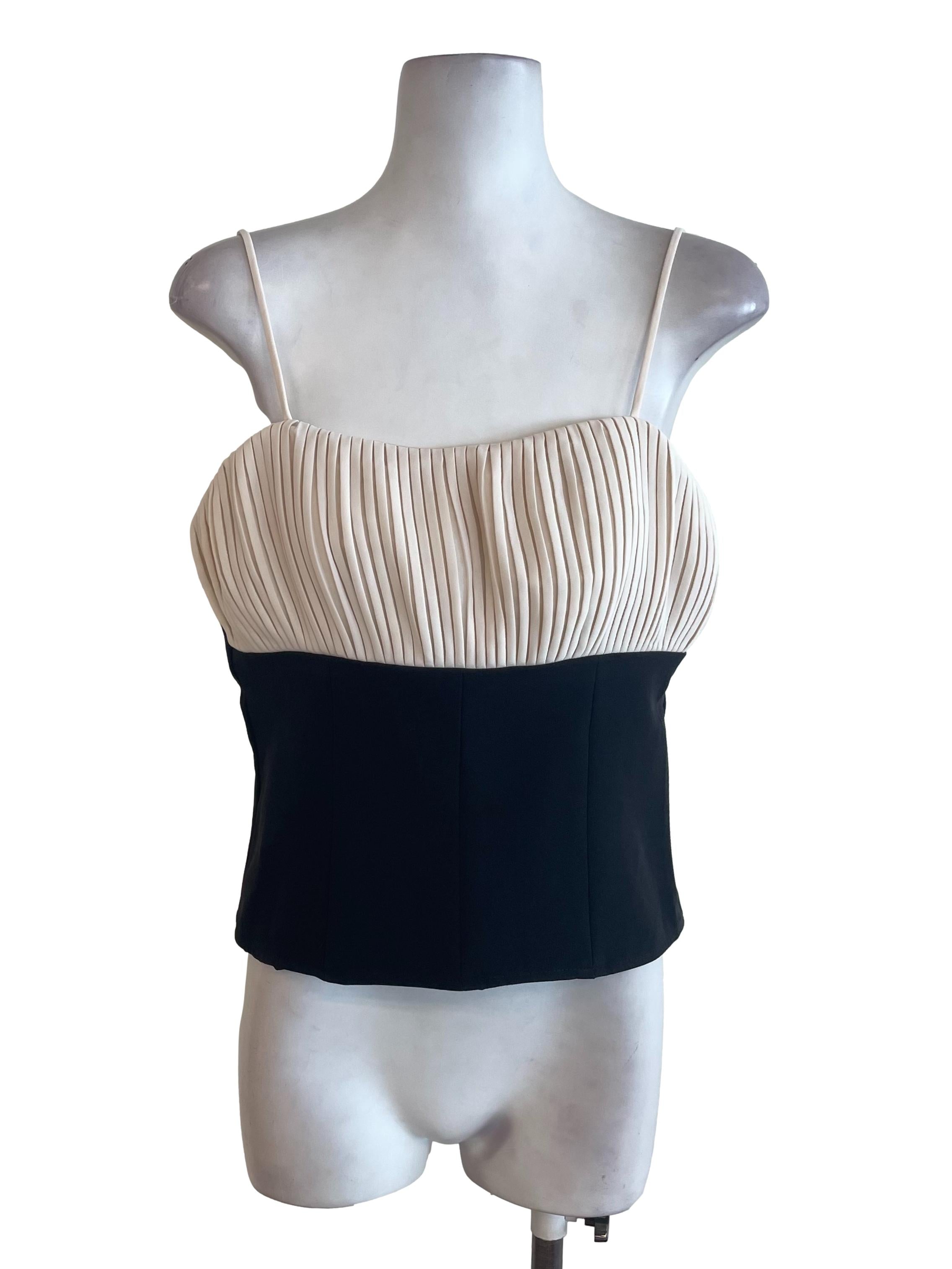 Black White Contrast Fitted Cami Top