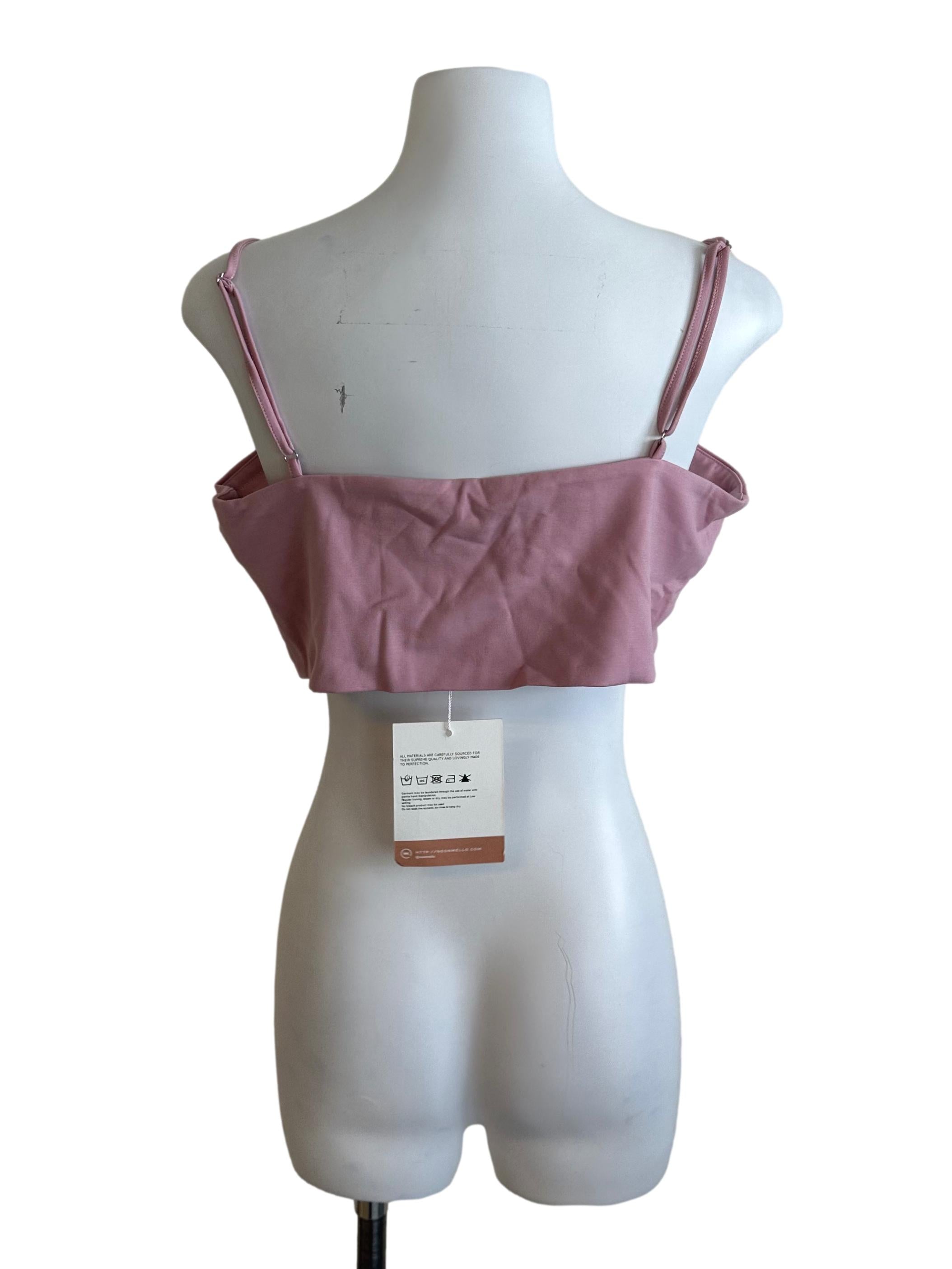 Rose Pink Spaghetti Strap Crop Top