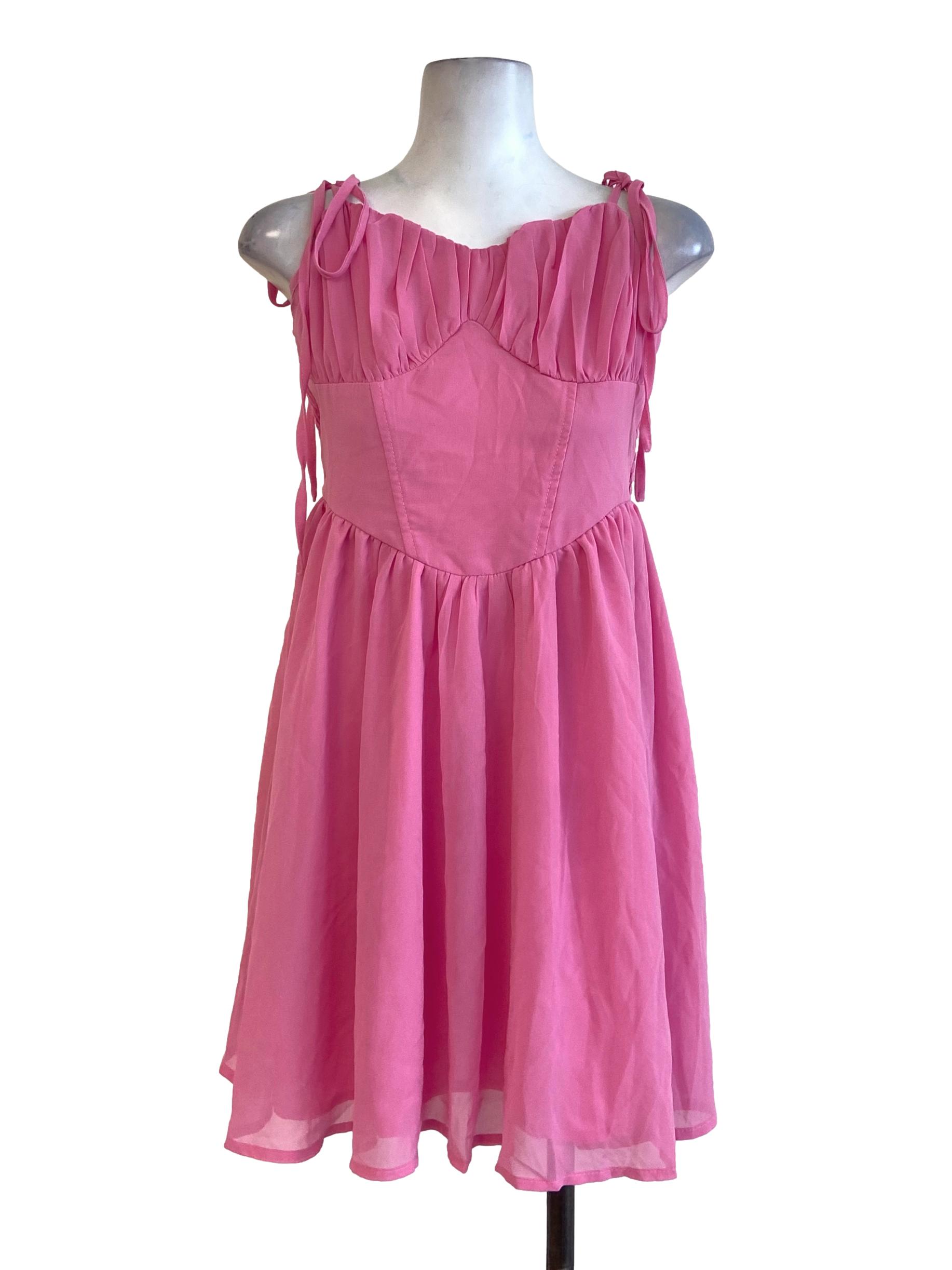 Rouge Pink Corset Spaghetti Strap Tent Dress